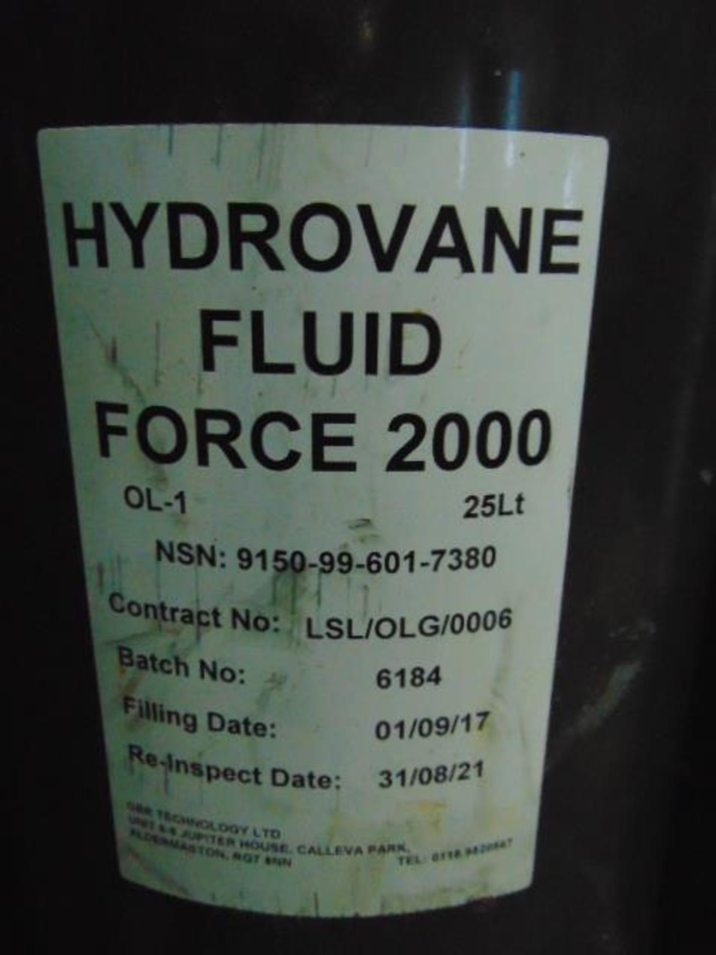 9 x 25 Ltr Hydrovane Fluid Force 2000 Unissued Direct from Reserve Stores - Image 2 of 2