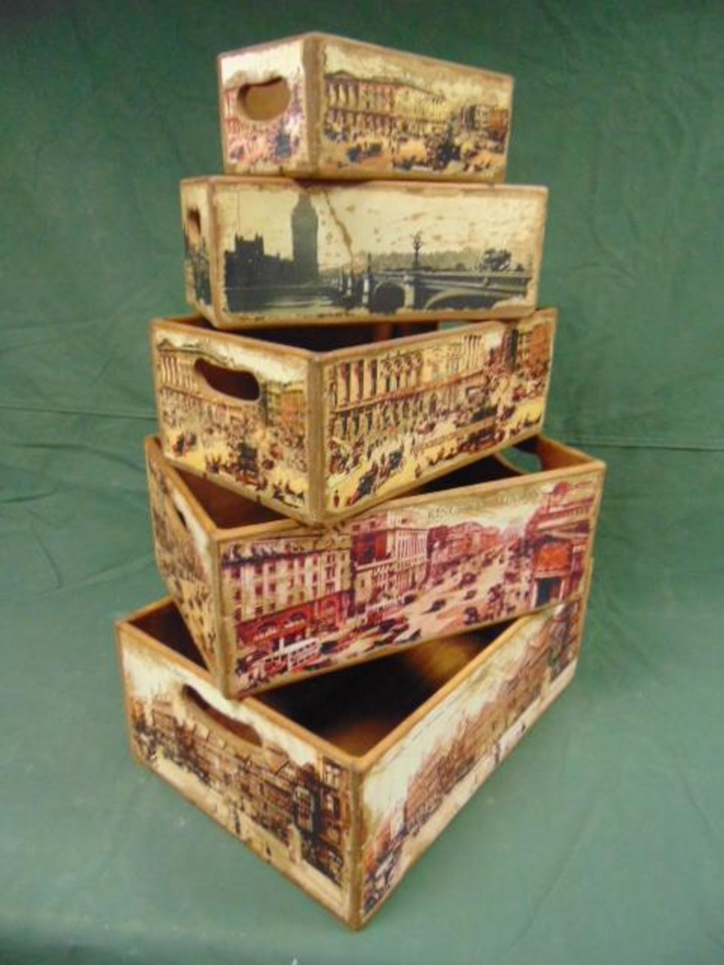 5 x London Landmark Wooden Display / Storage Boxes