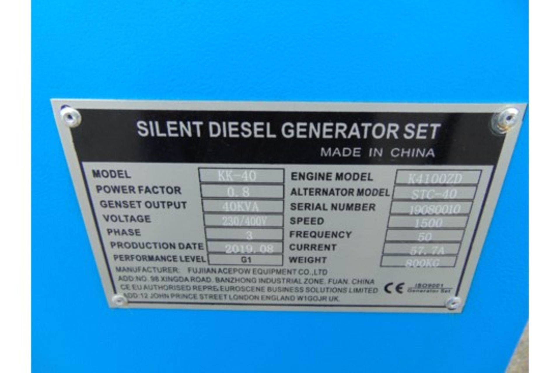 UNISSUED 40 KVA 3 Phase Silent Diesel Generator Set - Image 16 of 16