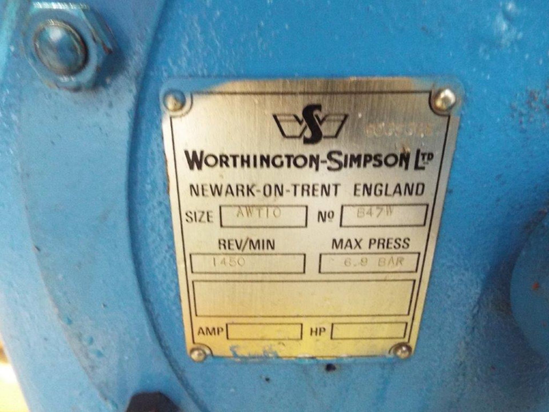 Worthington-Simpson AWT10 3 Cylinder Compressor. - Bild 9 aus 11