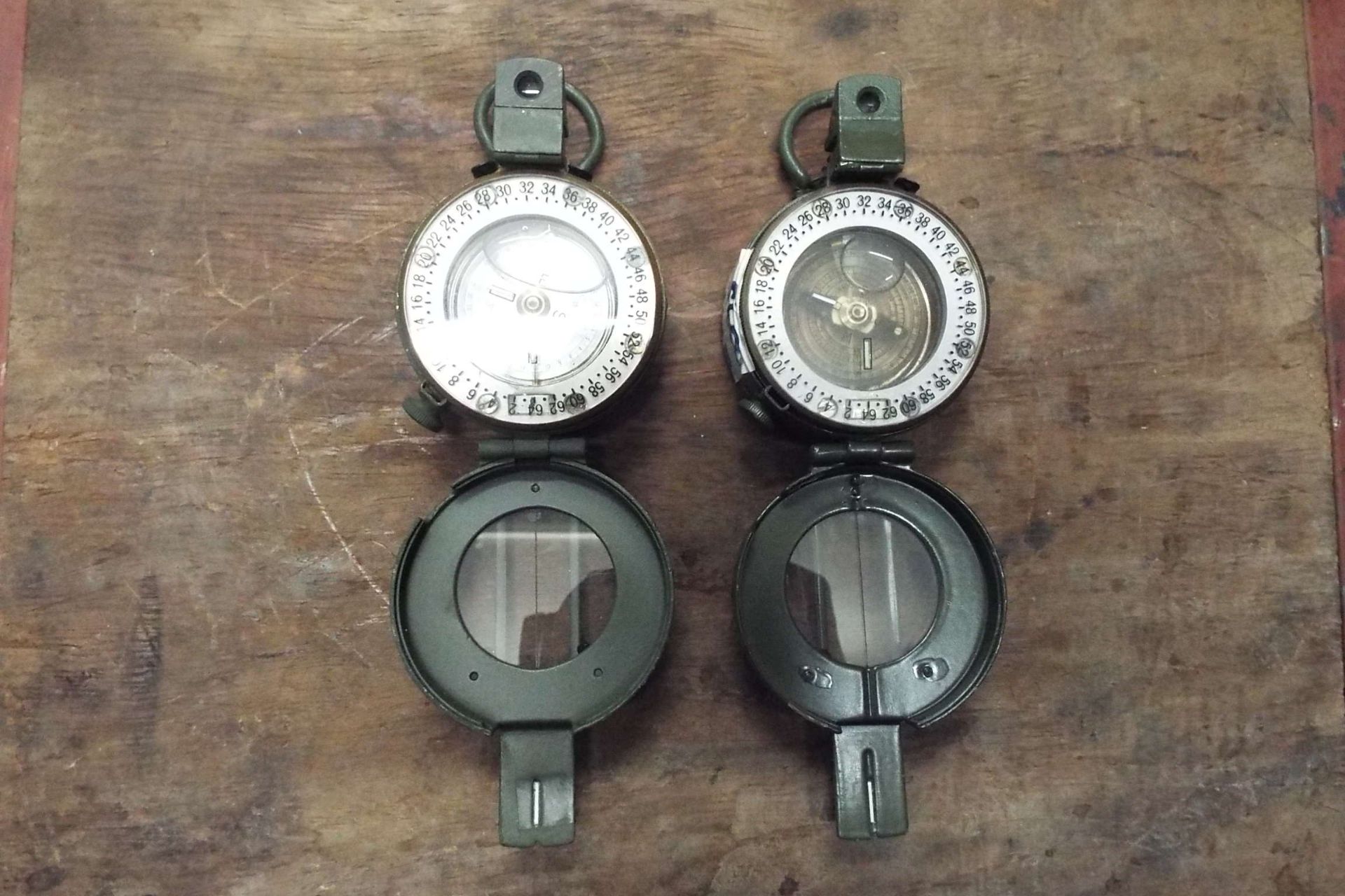 2 x Genuine British Army Stanley Prismatic Marching Compass'