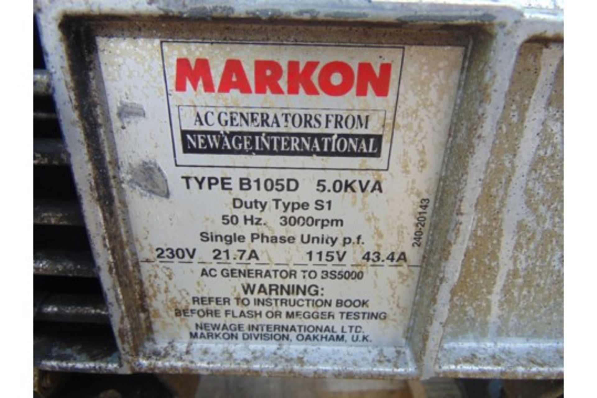 Lister Petter Markon 5 KVA Single Phase Diesel Generator - Image 7 of 7