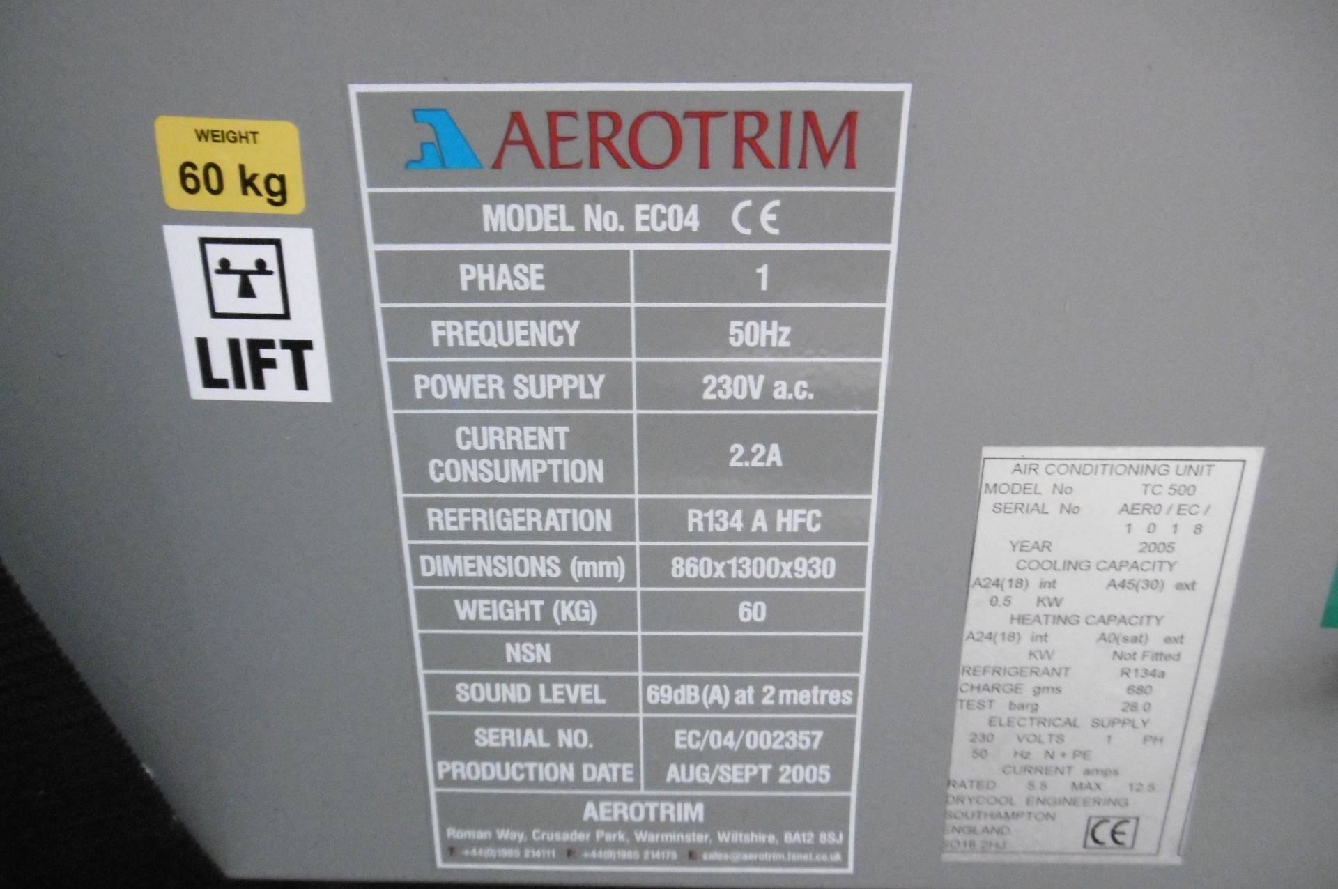 Unissued Aerotrim EC04 Collapsible Refrigeration Unit - Bild 6 aus 8