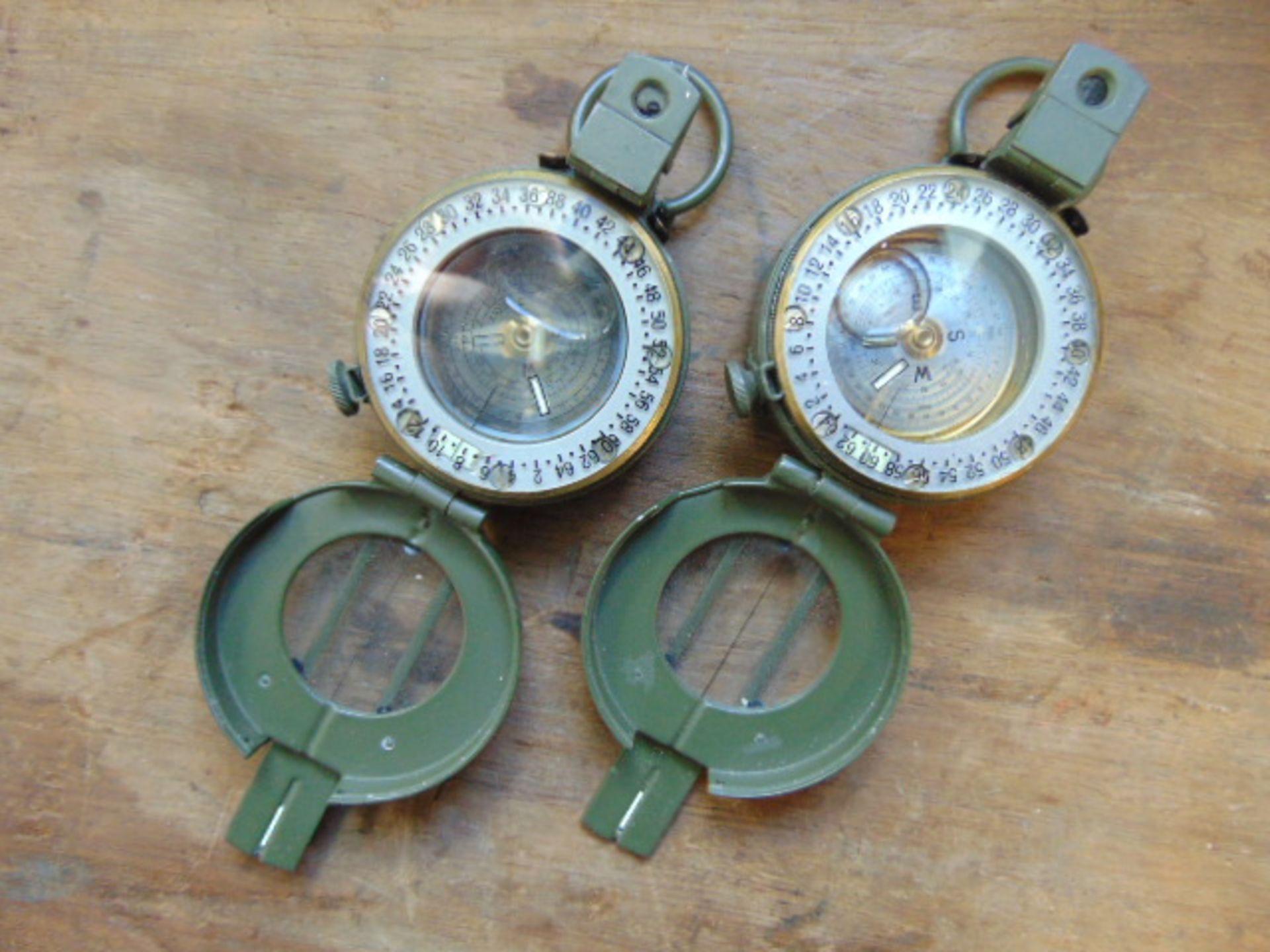 2 x Genuine British Army Stanley Prismatic Marching Compass'