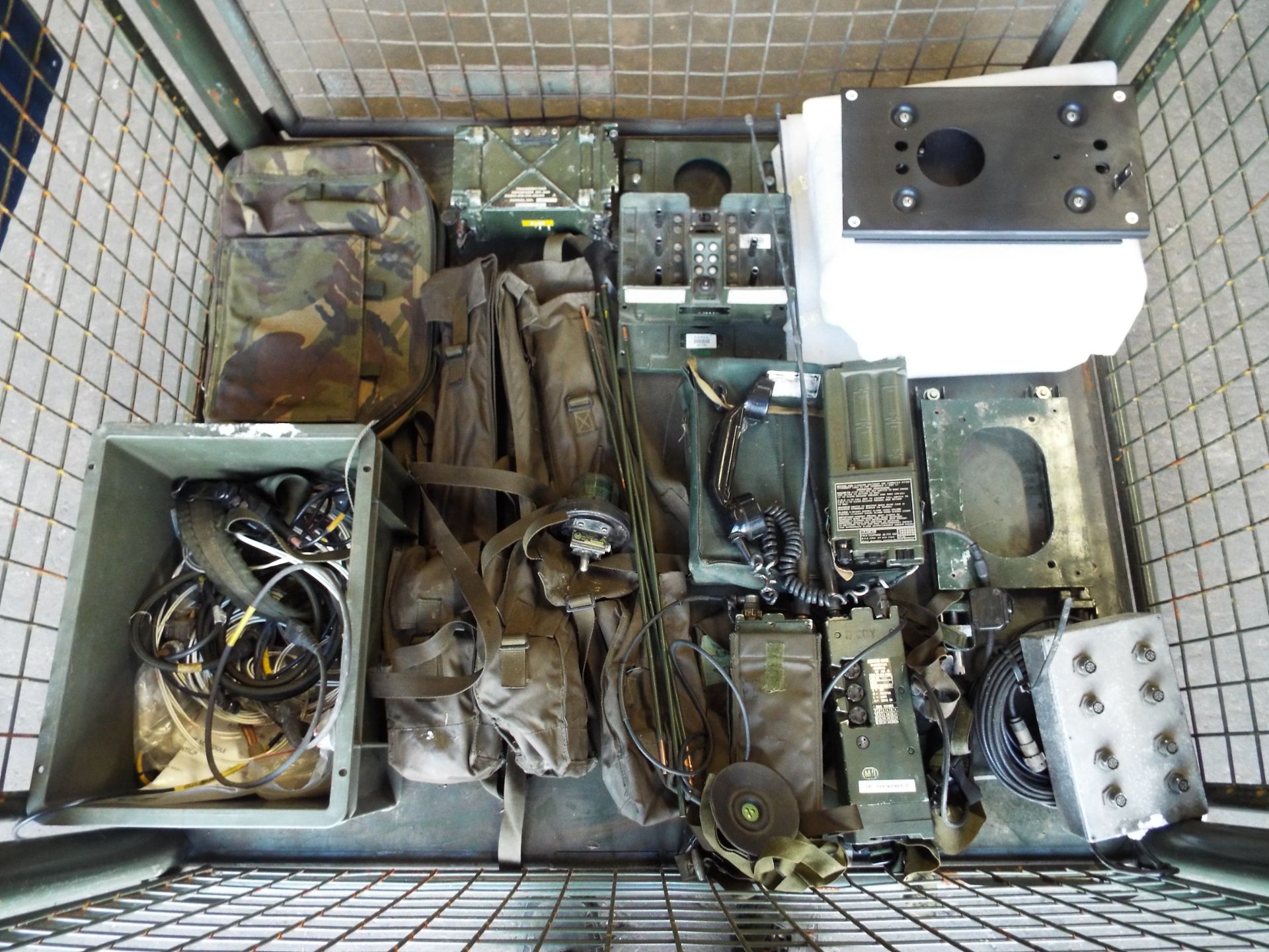 Mixed Stillage of Clansman Inc. RT351, RT349's, Battery Charger, Mounting Plates, Antennae etc