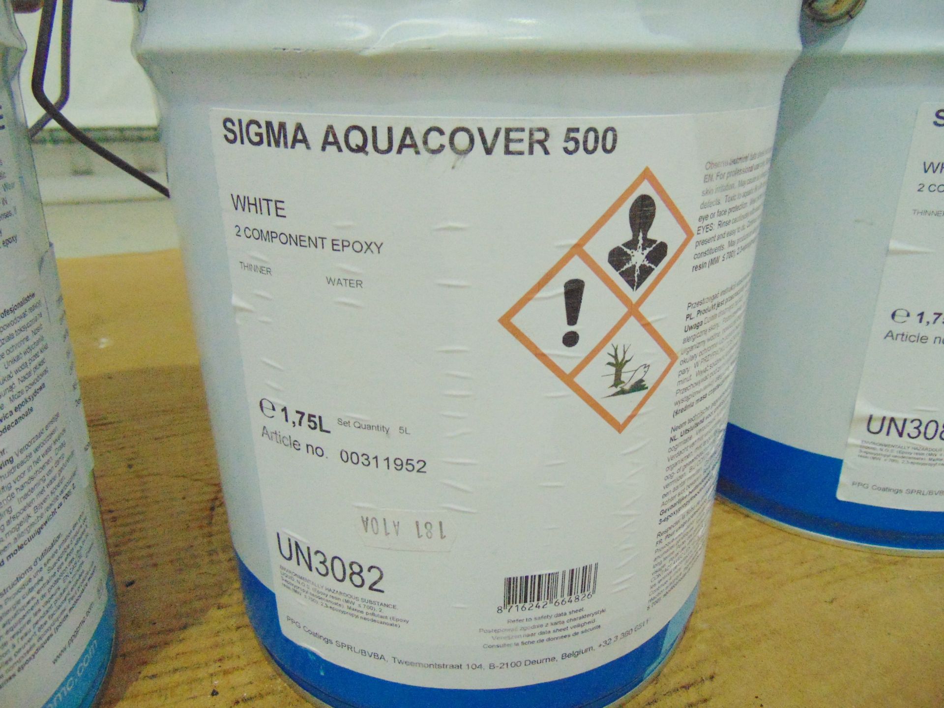 4 x Unissued PPG Aquacover 500 2 Pack 5L Epoxy White Gloss Top Coat - Image 2 of 3