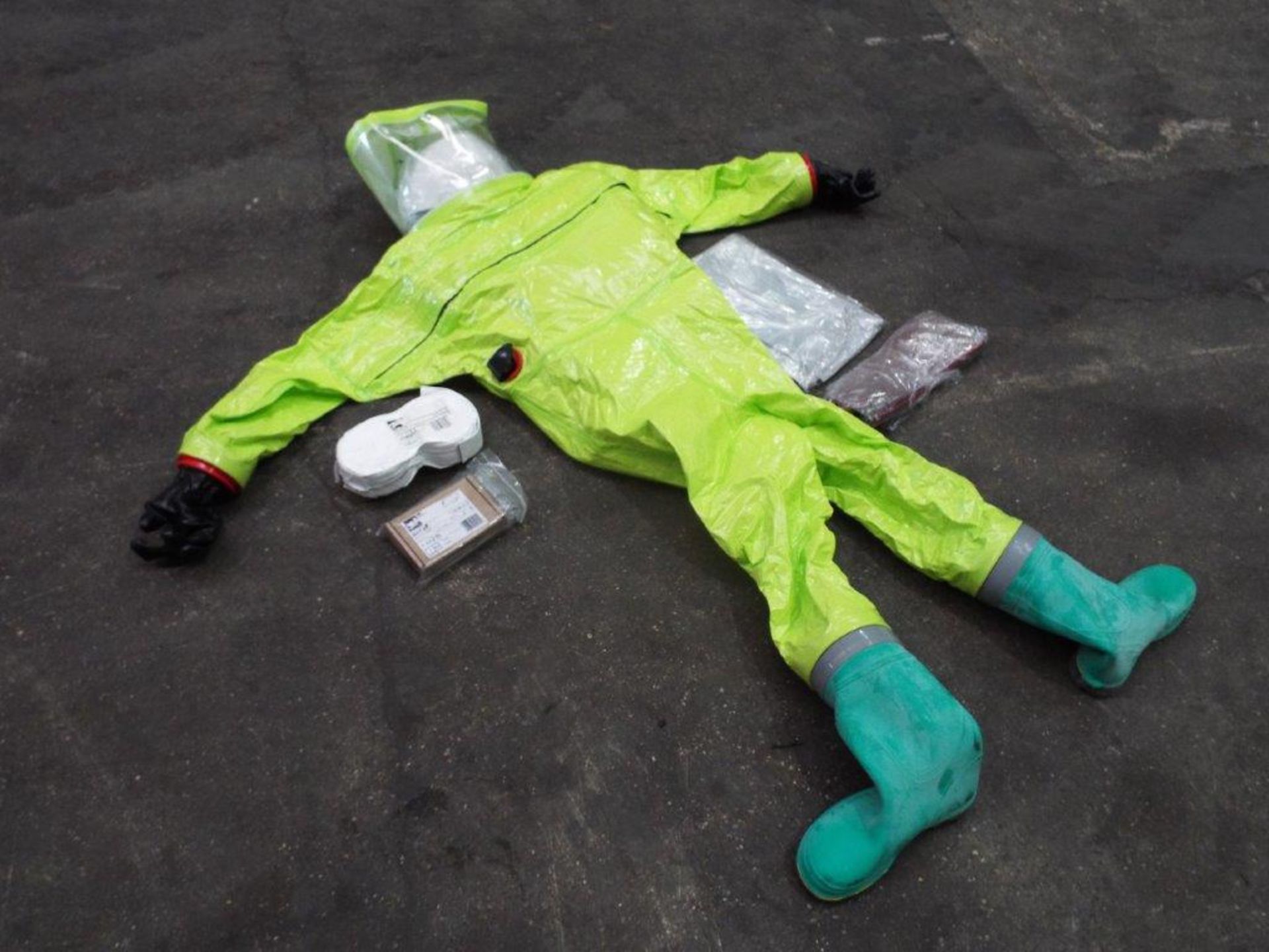 Respirex Powered Decontamination Suit with Attached Boots and Gloves, Helmet, Filters, Battery etc - Image 2 of 17