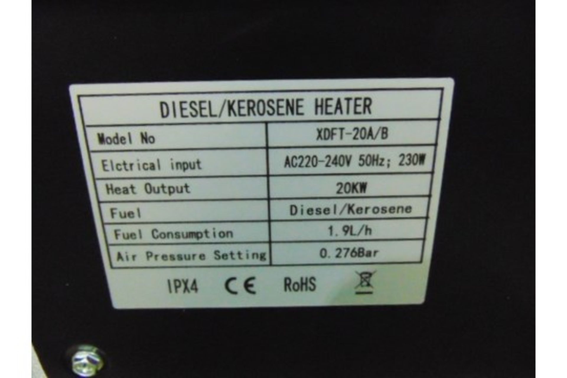 ** BRAND NEW ** XDFT-20 Diesel Space Heater - Image 10 of 11