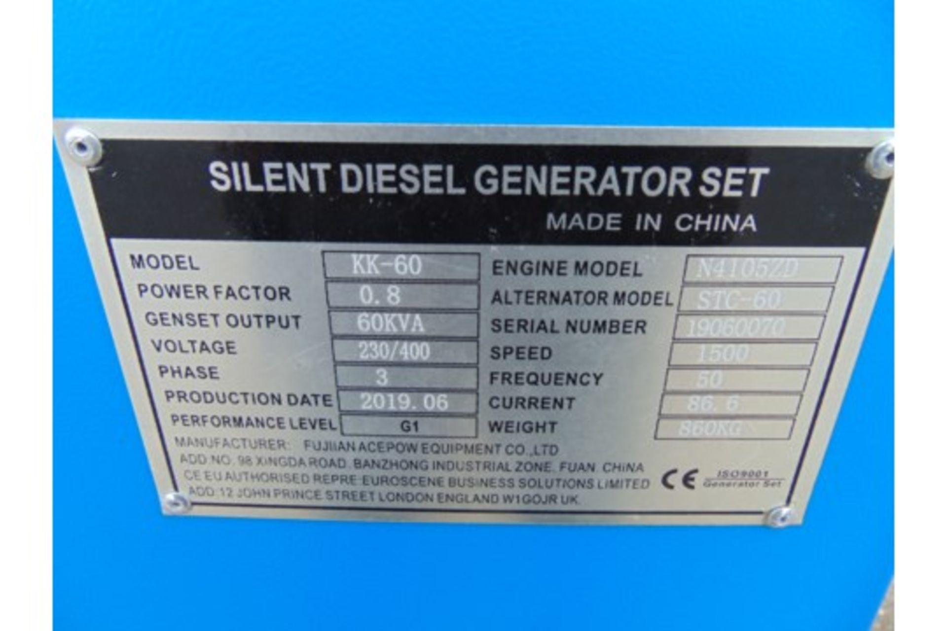 UNISSUED 60 KVA 3 Phase Silent Diesel Generator Set - Image 15 of 15