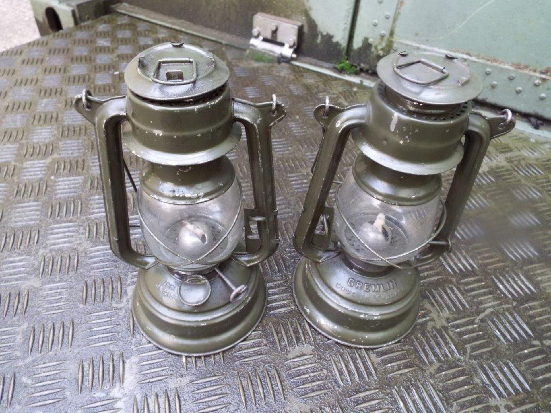 2 x Vintage Gremlin Hurricane Lamps