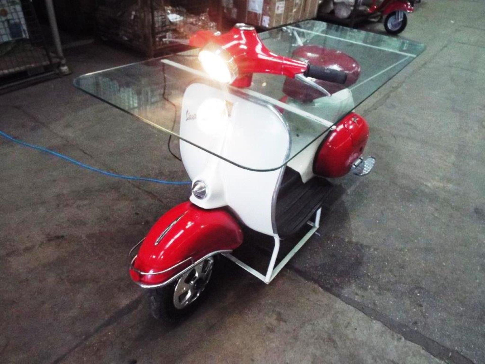 Amazing Vintage Vespa 150 Scooter Glass Top Table - Image 2 of 17