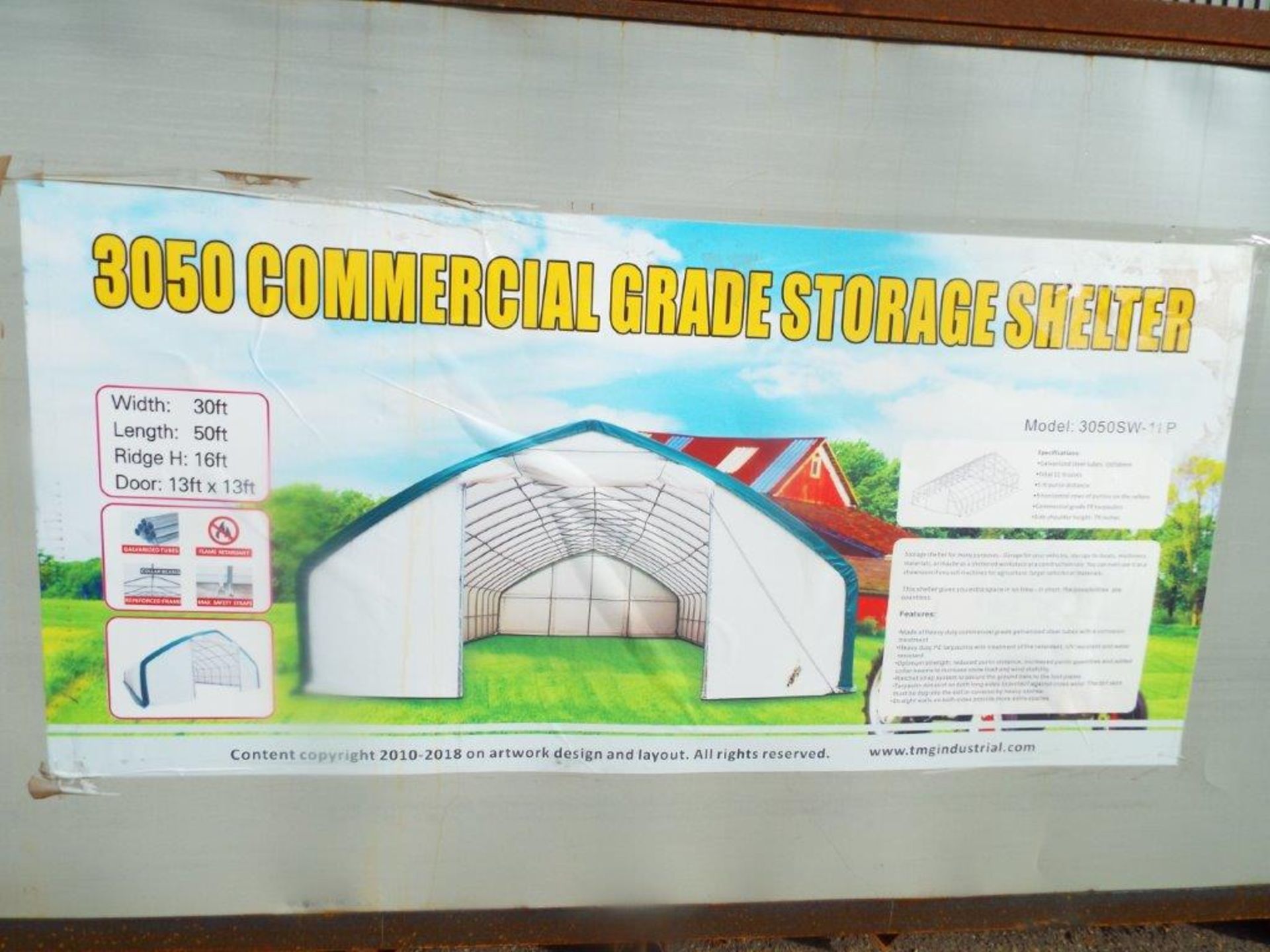 Heavy Duty Storage Shelter 30'W x 50'L x 16' H P/No 3050SW-11P - Image 3 of 7
