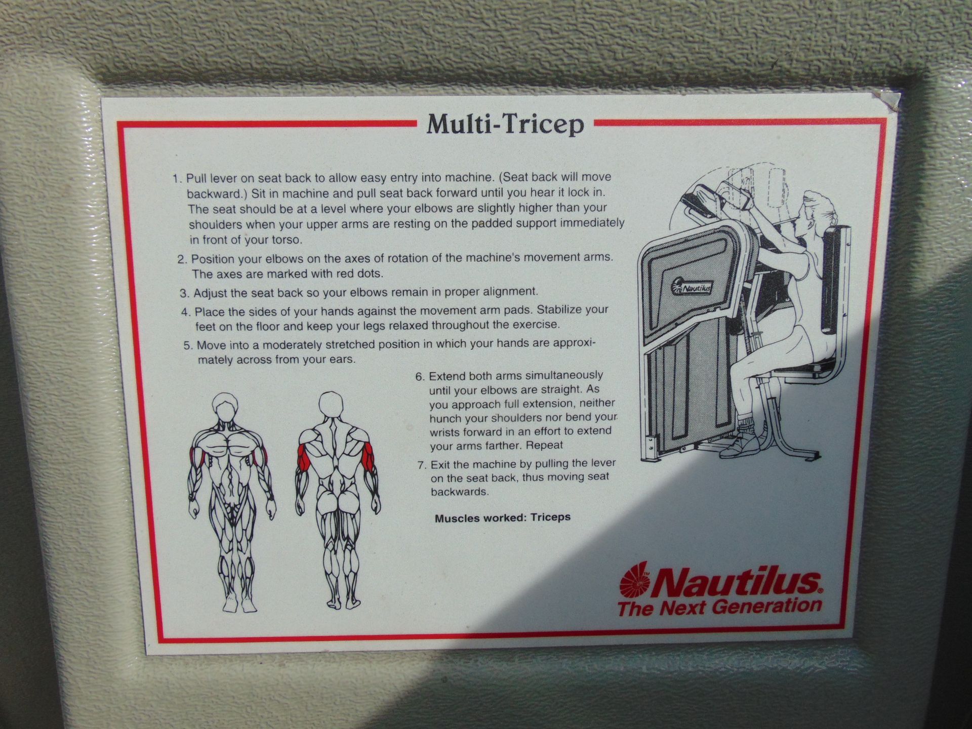 Nautilus Multi-Tricep Exercise Machine - Image 10 of 12