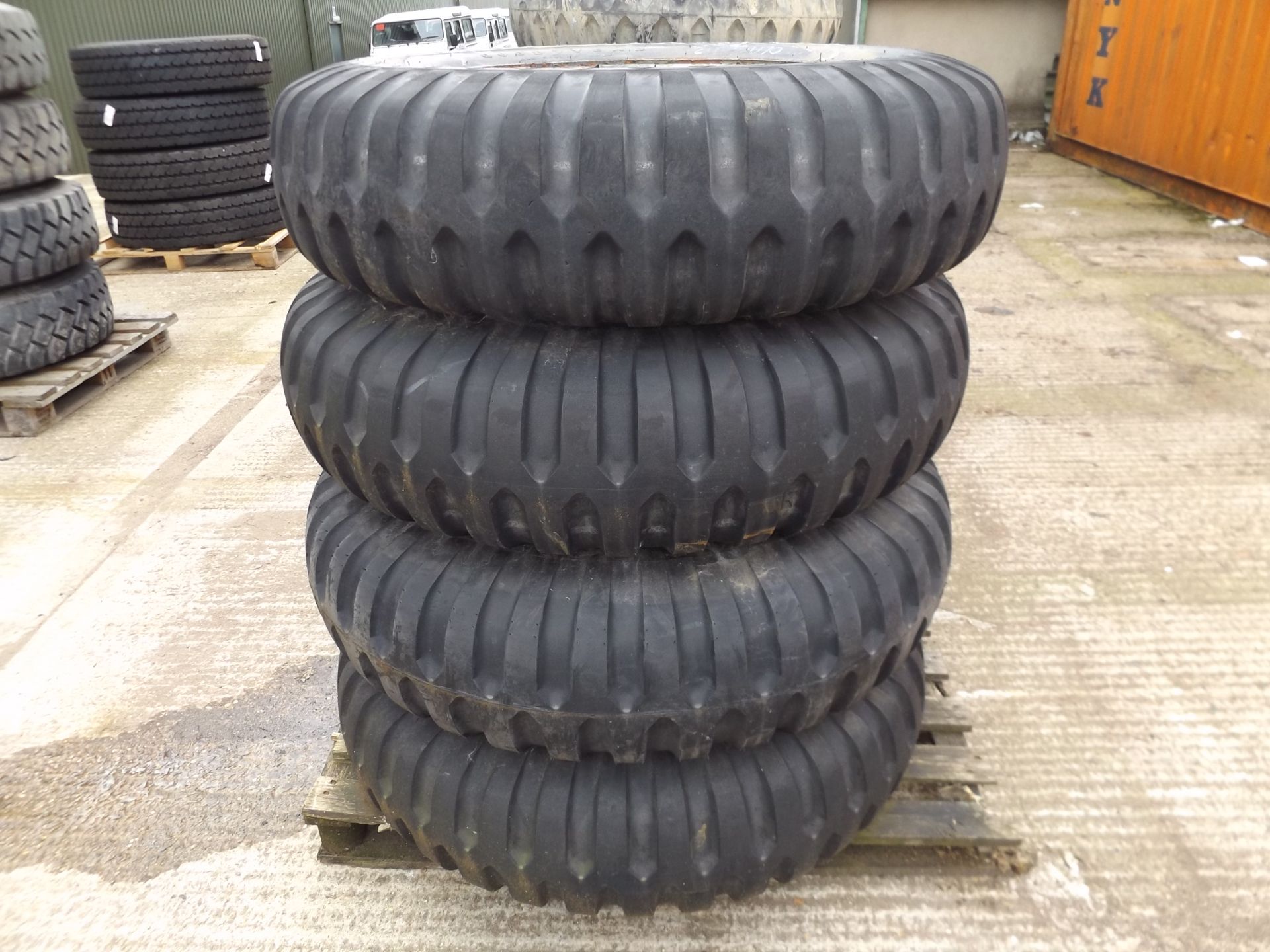 4 x Goodyear 11.00 20 12 Ply Tyres complete with 10 stud rims