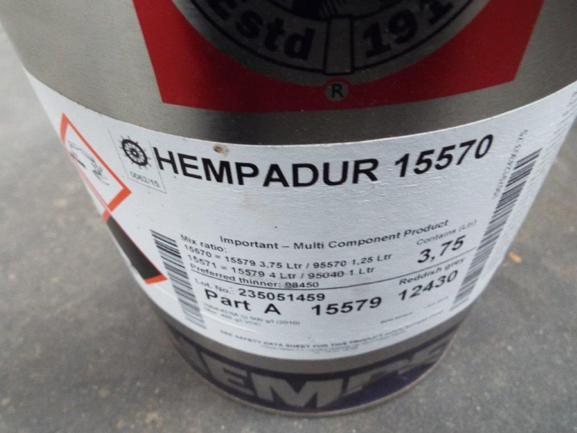 9 x 15/5L Cans of Hempel Hempadur 15570 2-Part Epoxy Paint - Red + 1 x 3.75/1.25L Reddish Grey - Bild 5 aus 7