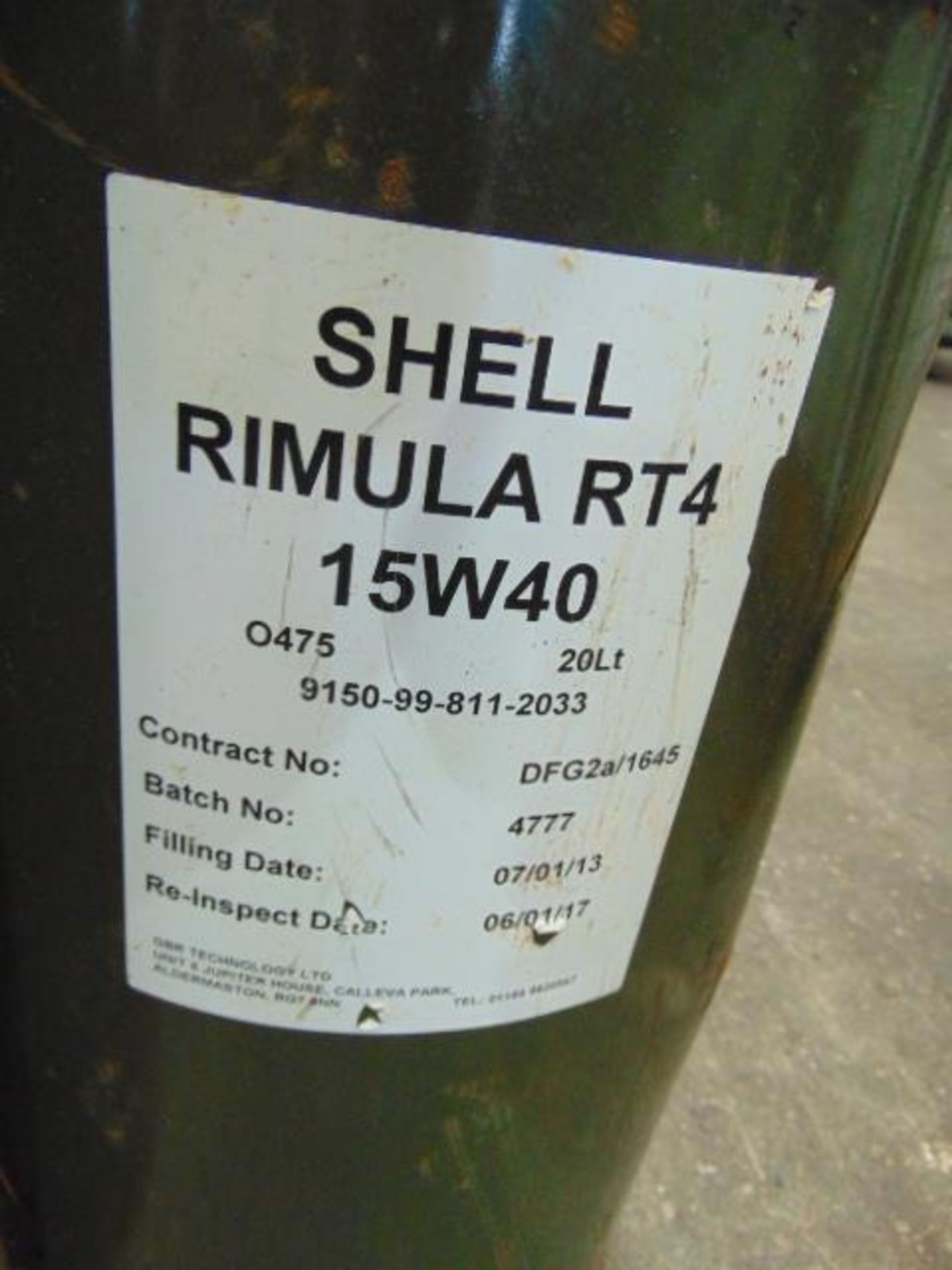 5 x 20 Ltr Shell Rimula RT4 Oil - Image 2 of 3