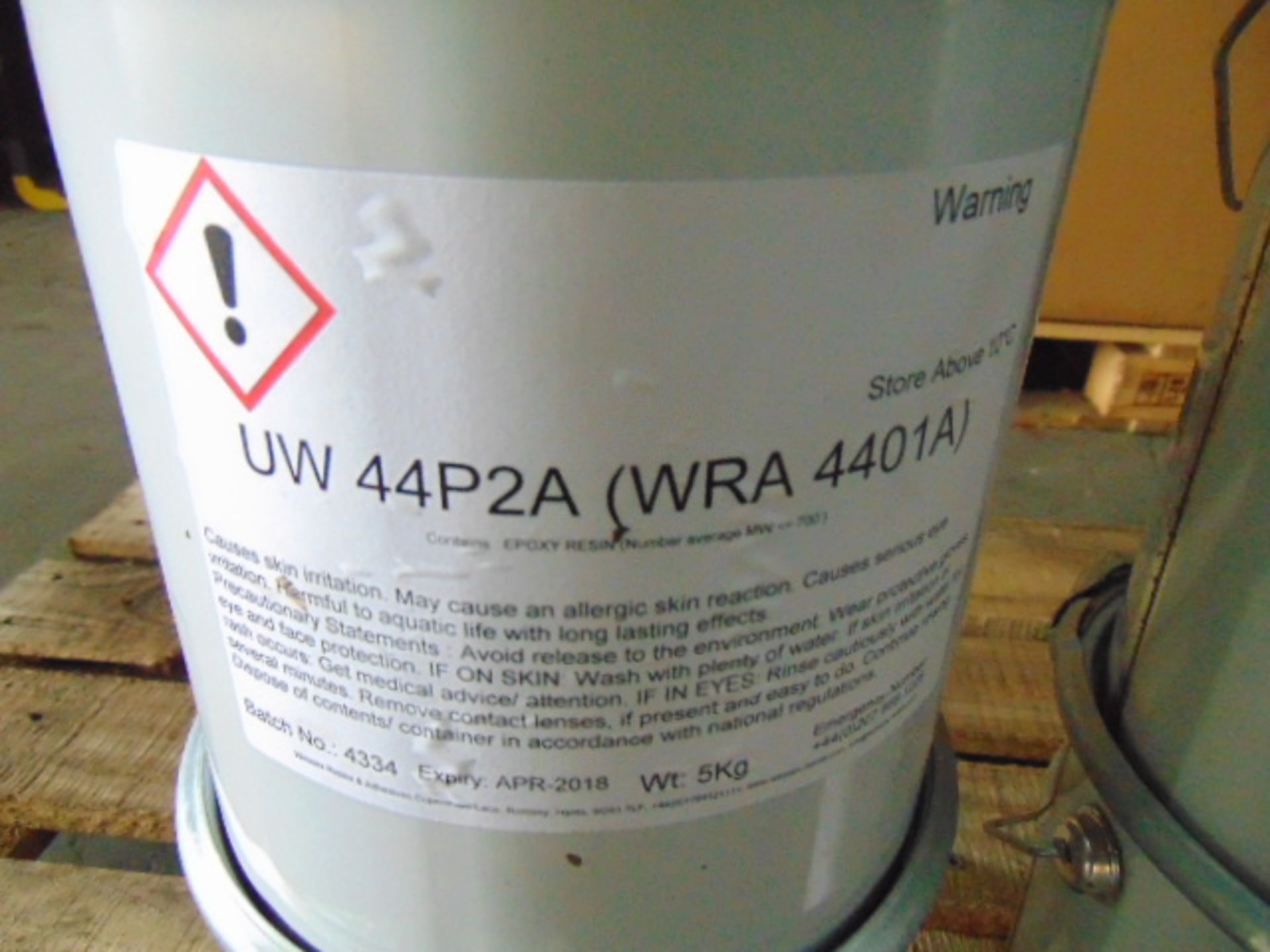 4 x Unissued 5Kg Drums of UW 44P2 Water Resistant Epoxy Resin - Image 2 of 3