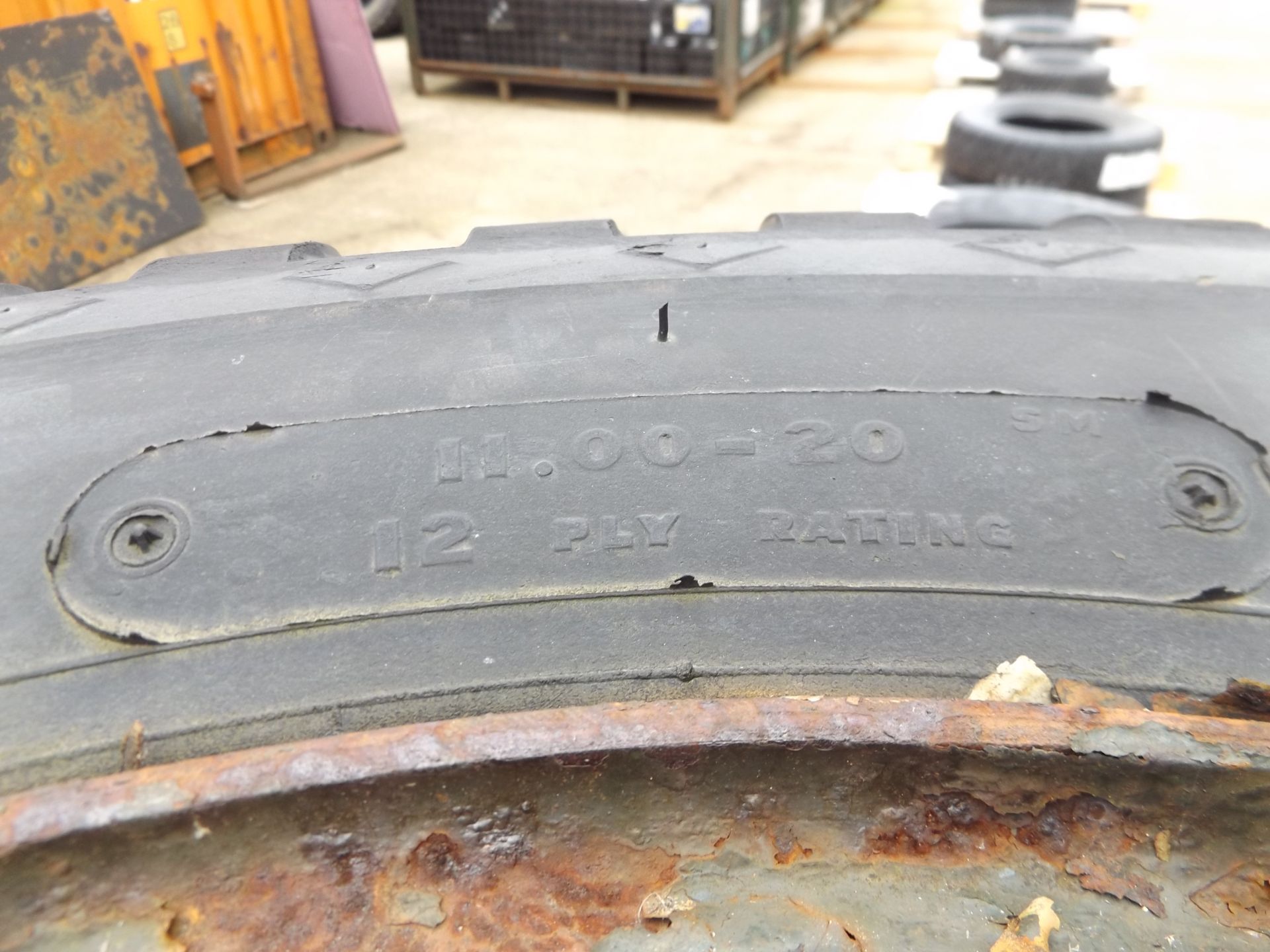 4 x Goodyear 11.00 20 12 Ply Tyres complete with 10 stud rims - Image 3 of 6