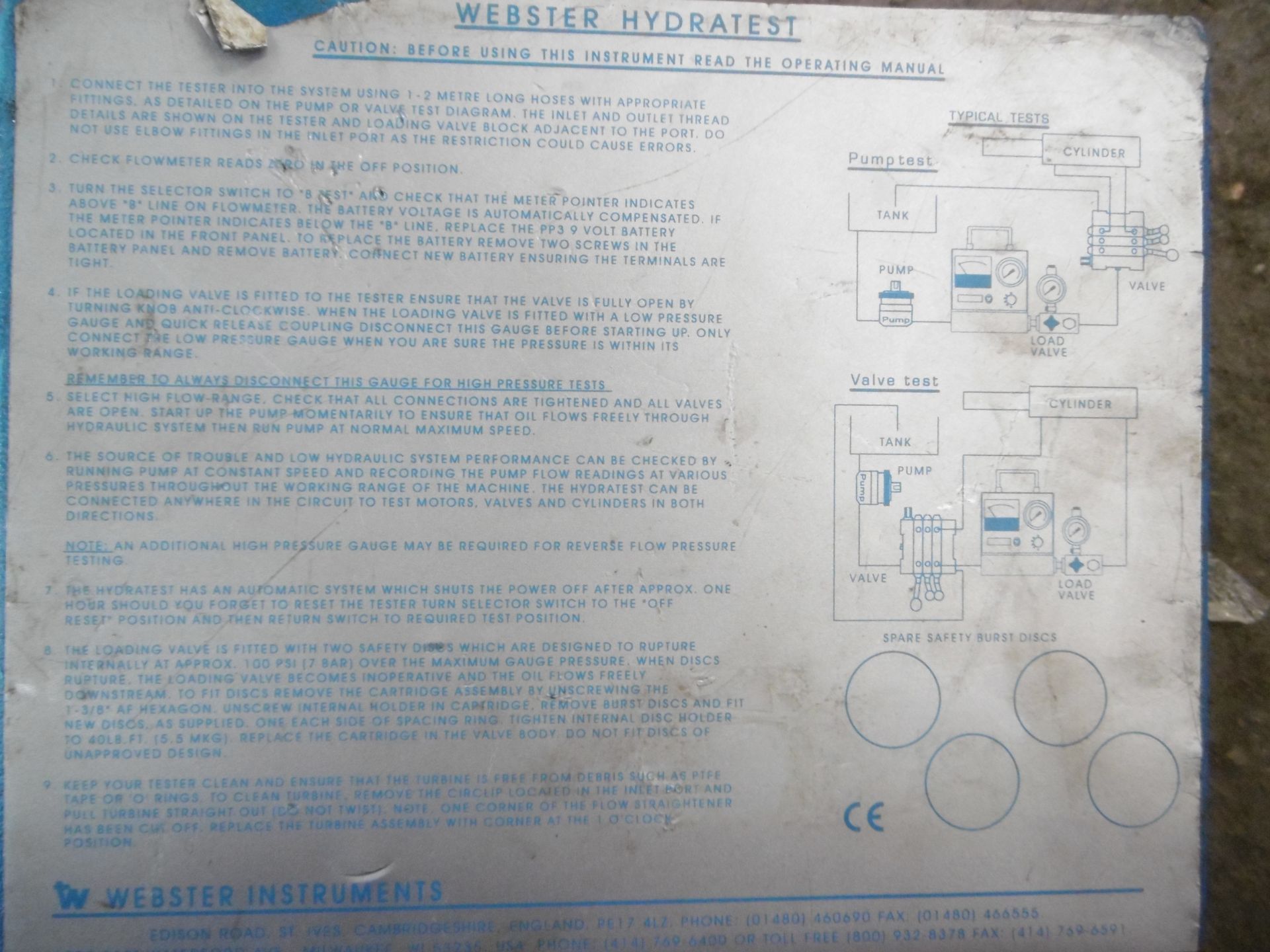 Webster Hydratest HC50 Hydraulic Test Kit - Image 6 of 7