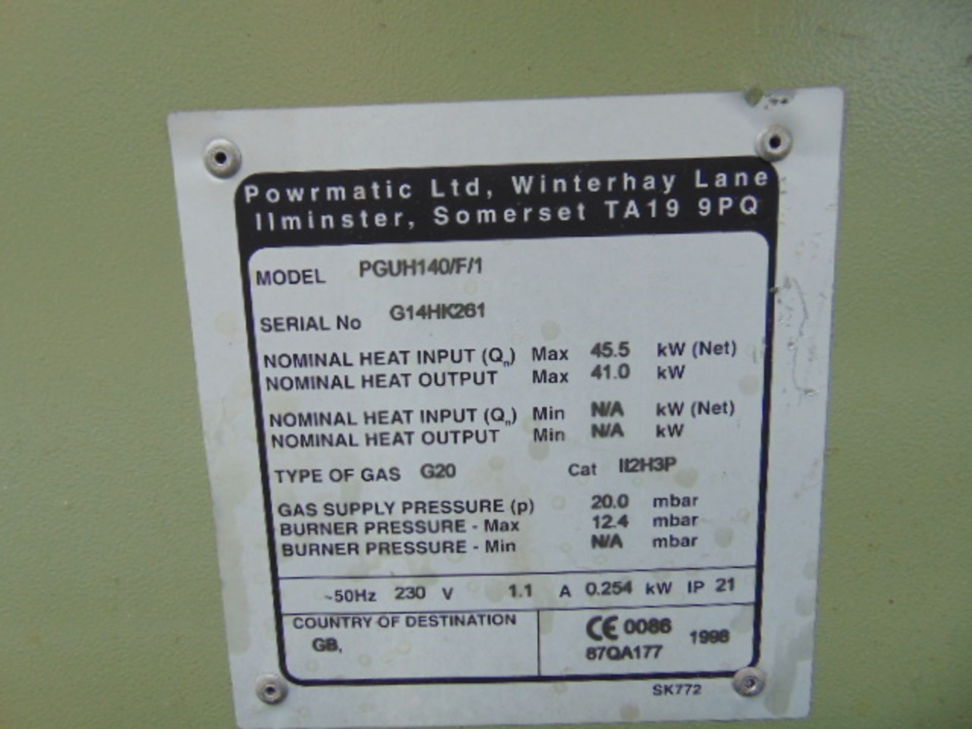 Powermatic PGUH 140/F/1 Heater - Image 10 of 11
