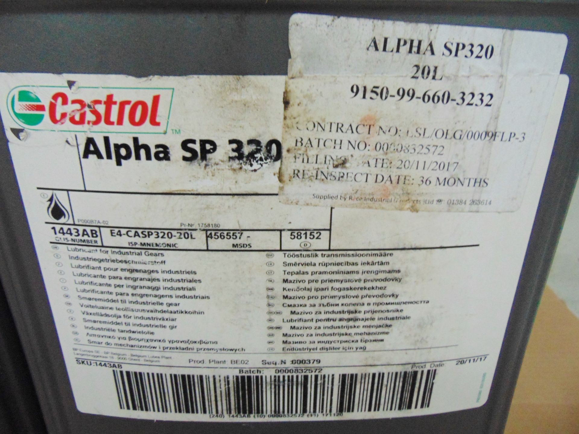 3 x Unissued Tubs of Castrol Alpha SP 320 20L Industrial Gear Oil - Image 4 of 4