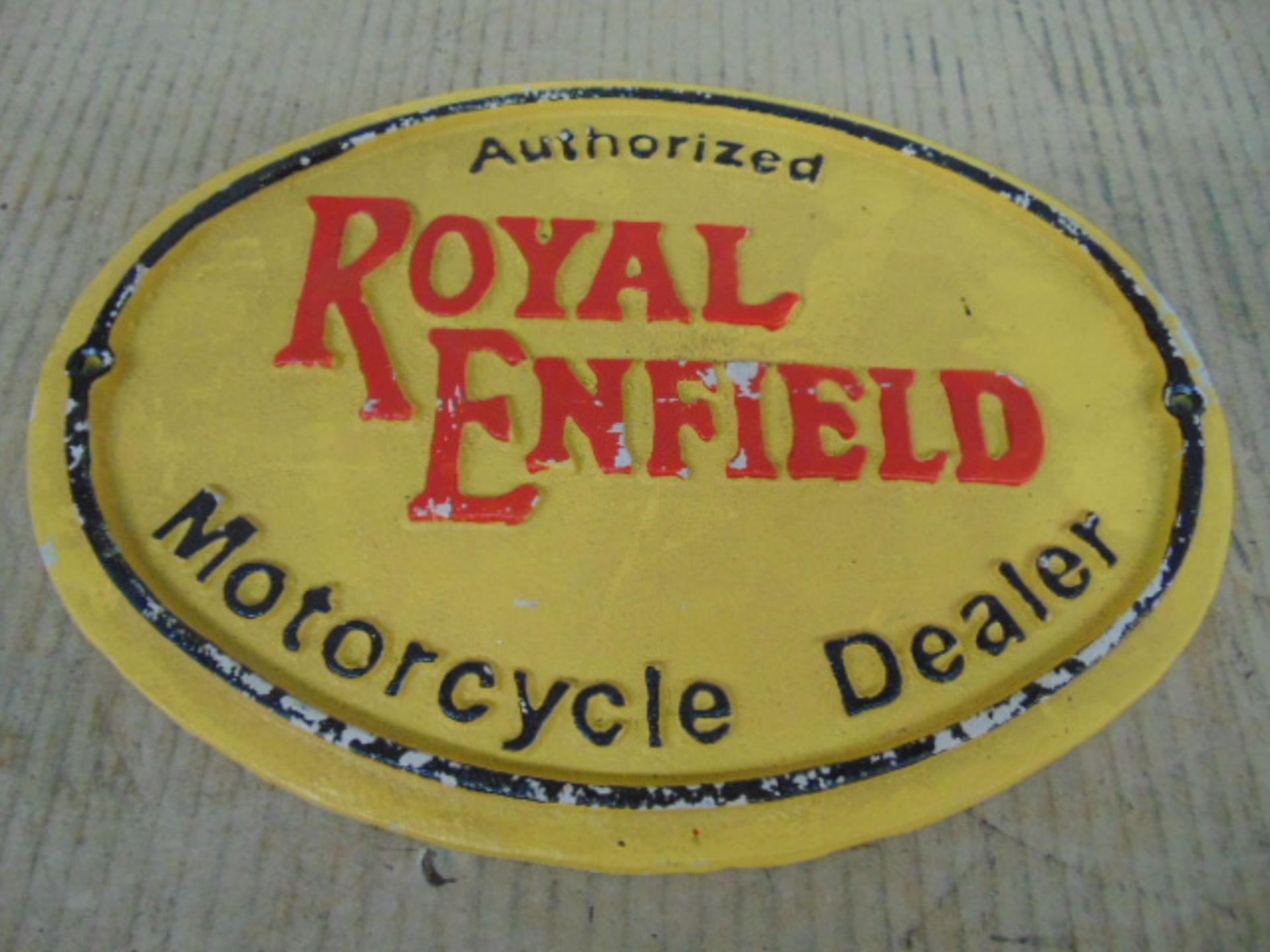 12" Royal Enfield Cast Iron Advertising Plaque