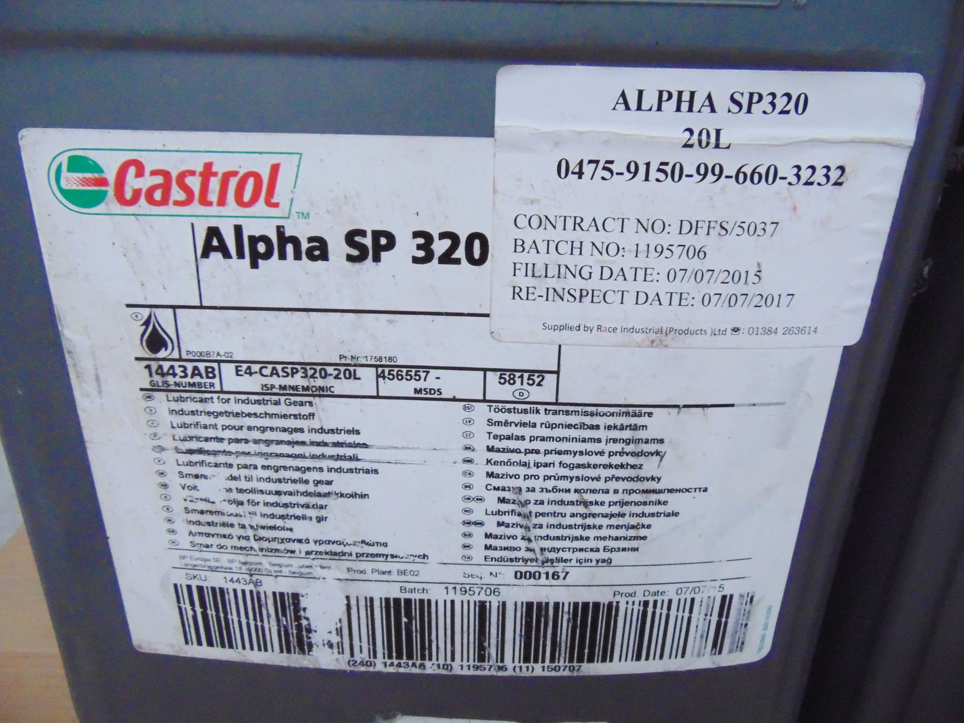 3 x Unissued Tubs of Castrol Alpha SP 320 20L Industrial Gear Oil - Image 3 of 4