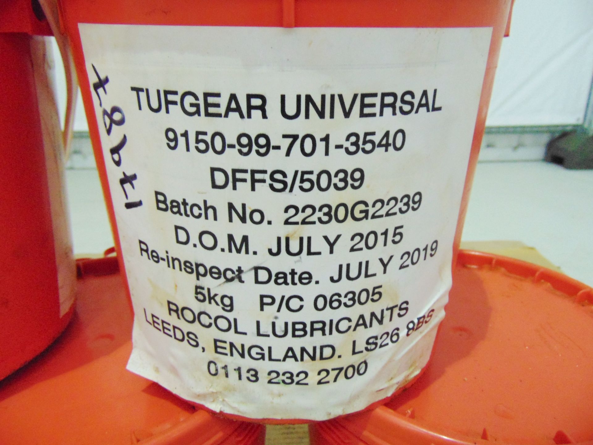 5 x Unissued 5Kg Tubs of Rocol Tufgear Universal Heavy Duty Open Gear Grease - Image 2 of 2