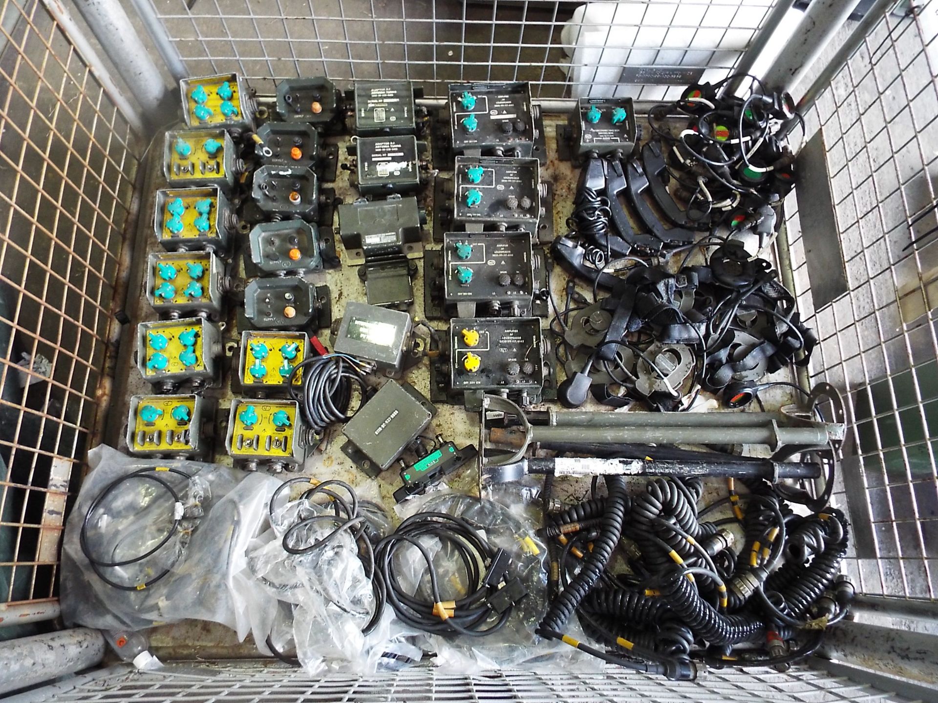 Mixed Stillage of Clansman Inc. Interconnecting Boxes, Headsets, Cables, Antenna Mounts etc etc