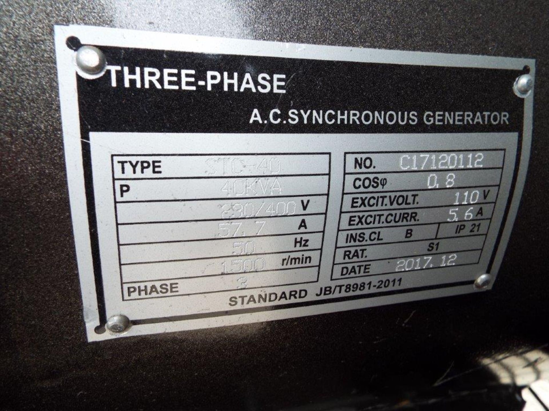 UNISSUED WITH TEST HOURS ONLY 40 KVA 3 Phase Silent Diesel Generator Set - Image 16 of 20