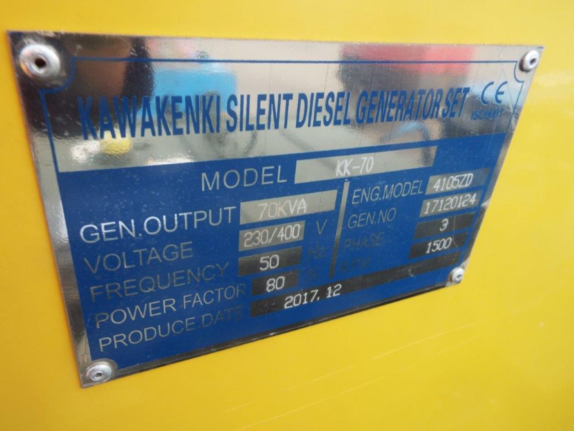 UNISSUED WITH TEST HOURS ONLY 70 KVA 3 Phase Silent Diesel Generator Set - Image 15 of 16
