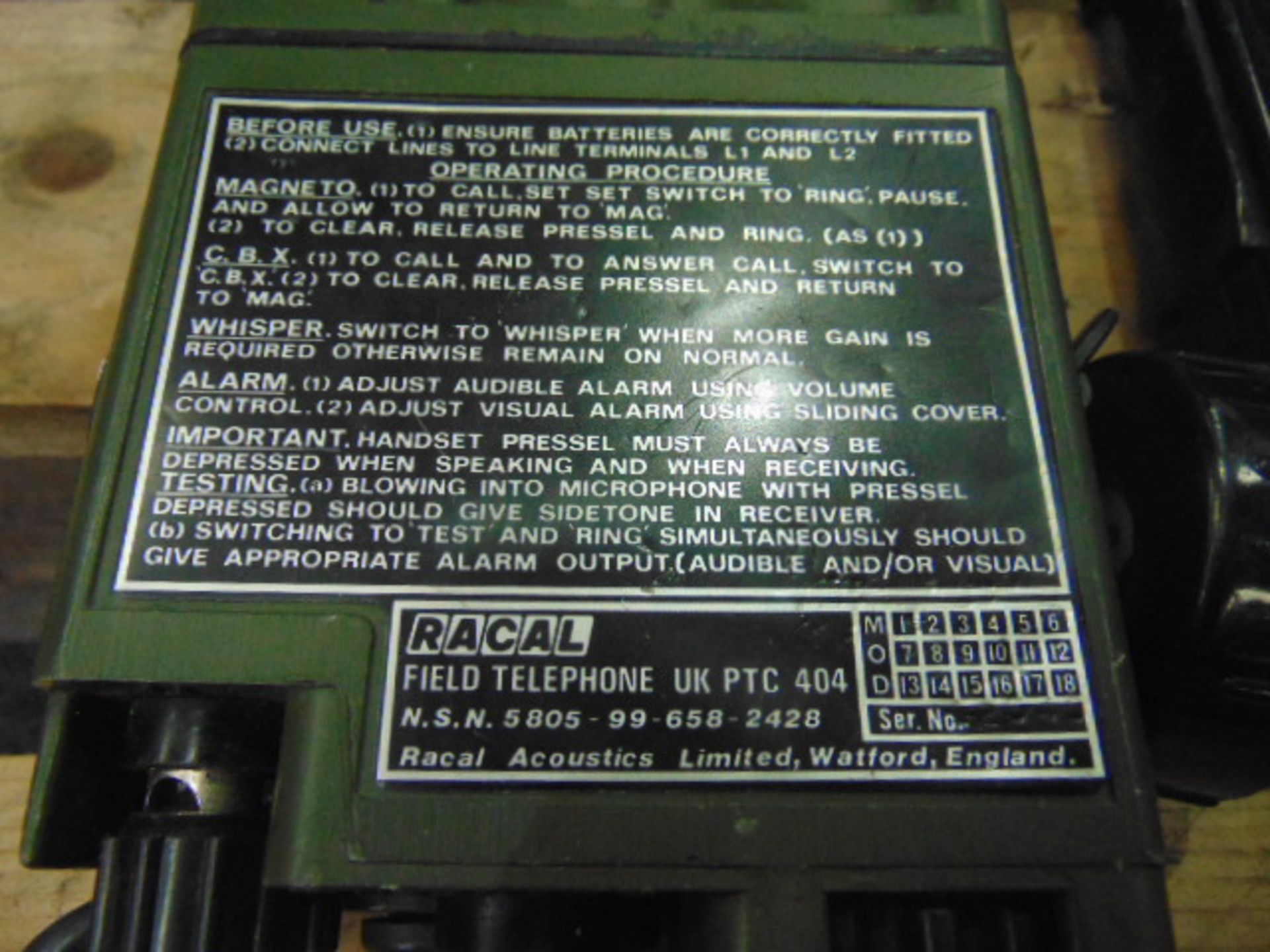 2 x Racal PTC404 Field Telephones - Image 5 of 6