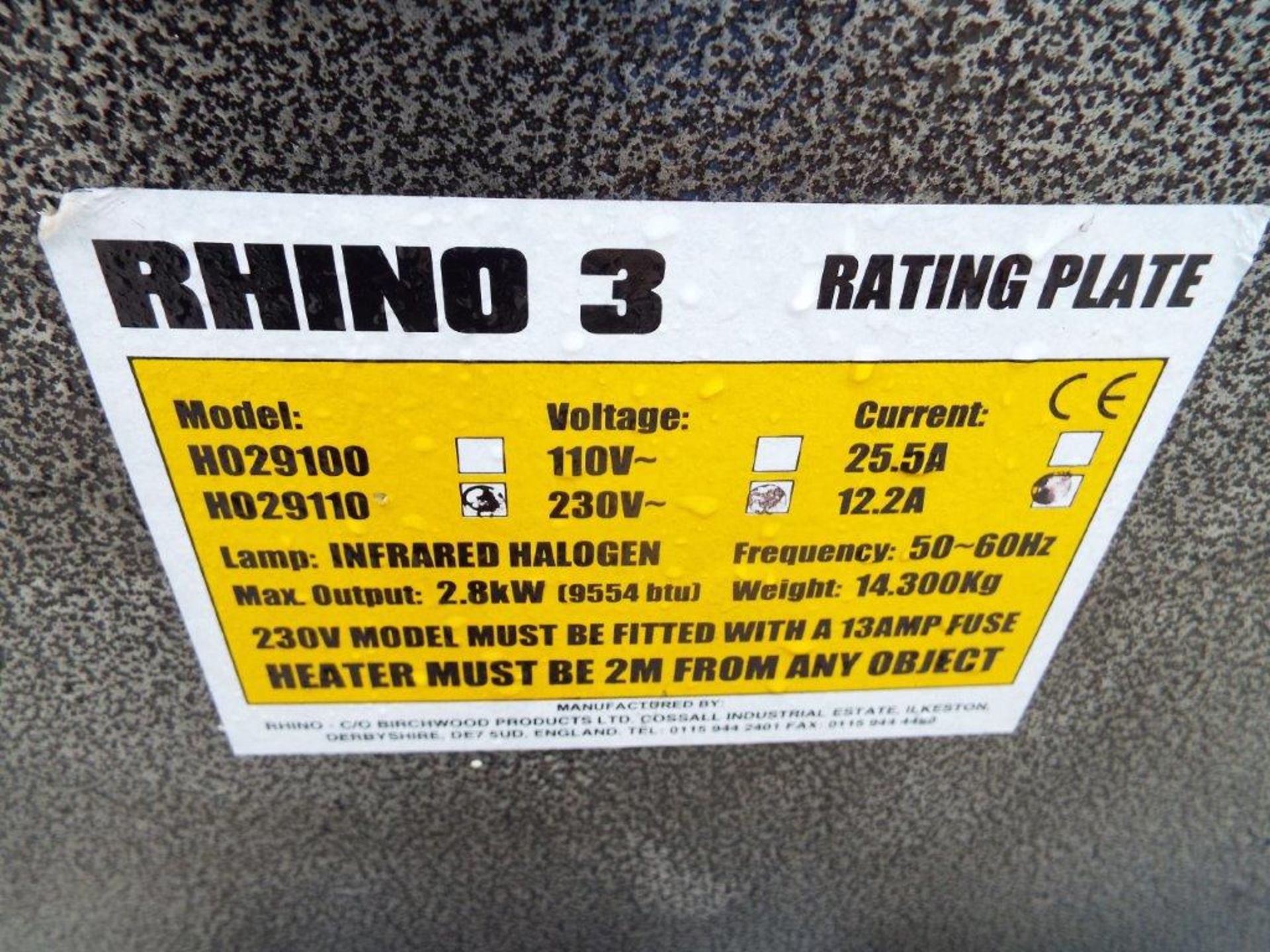 3 x Rhino H029110 Industrial Heaters - Image 5 of 6