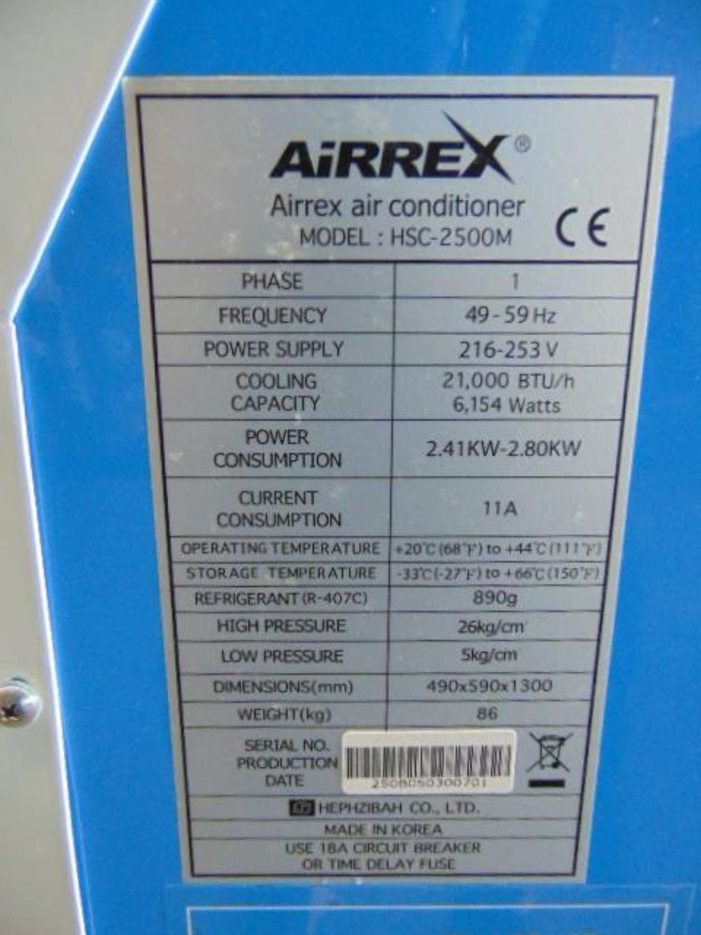 UNUSED Airrex HSC-2500M Air Conditioning Unit unused - Image 9 of 11