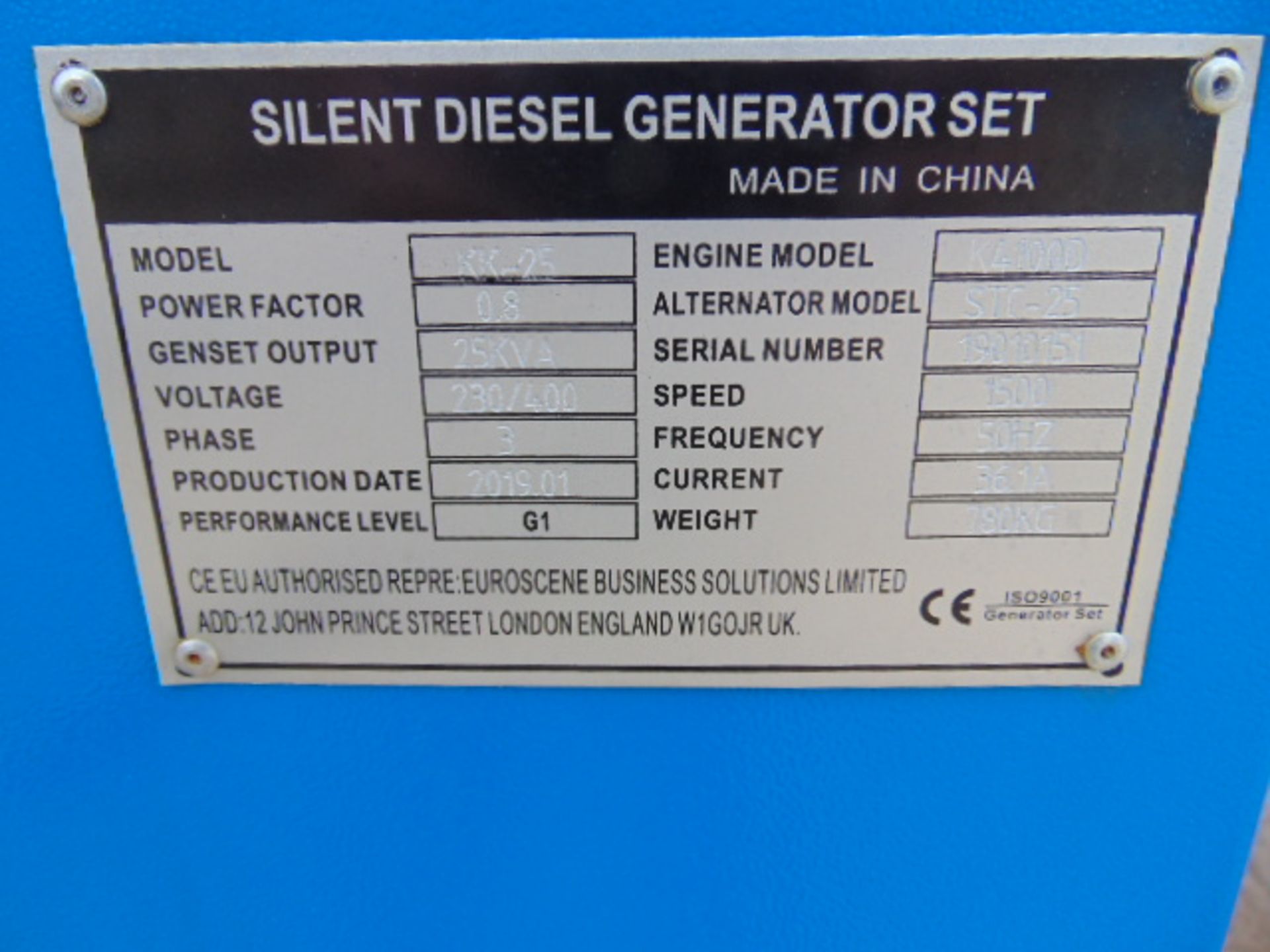 UNISSUED 25 KVA 3 Phase Silent Diesel Generator Set - Image 9 of 9