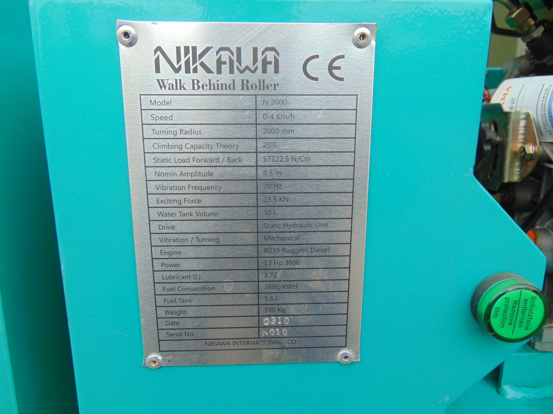 New & Unused Nikawa N2000 Smooth Drum Walk Behind Roller - Image 13 of 16