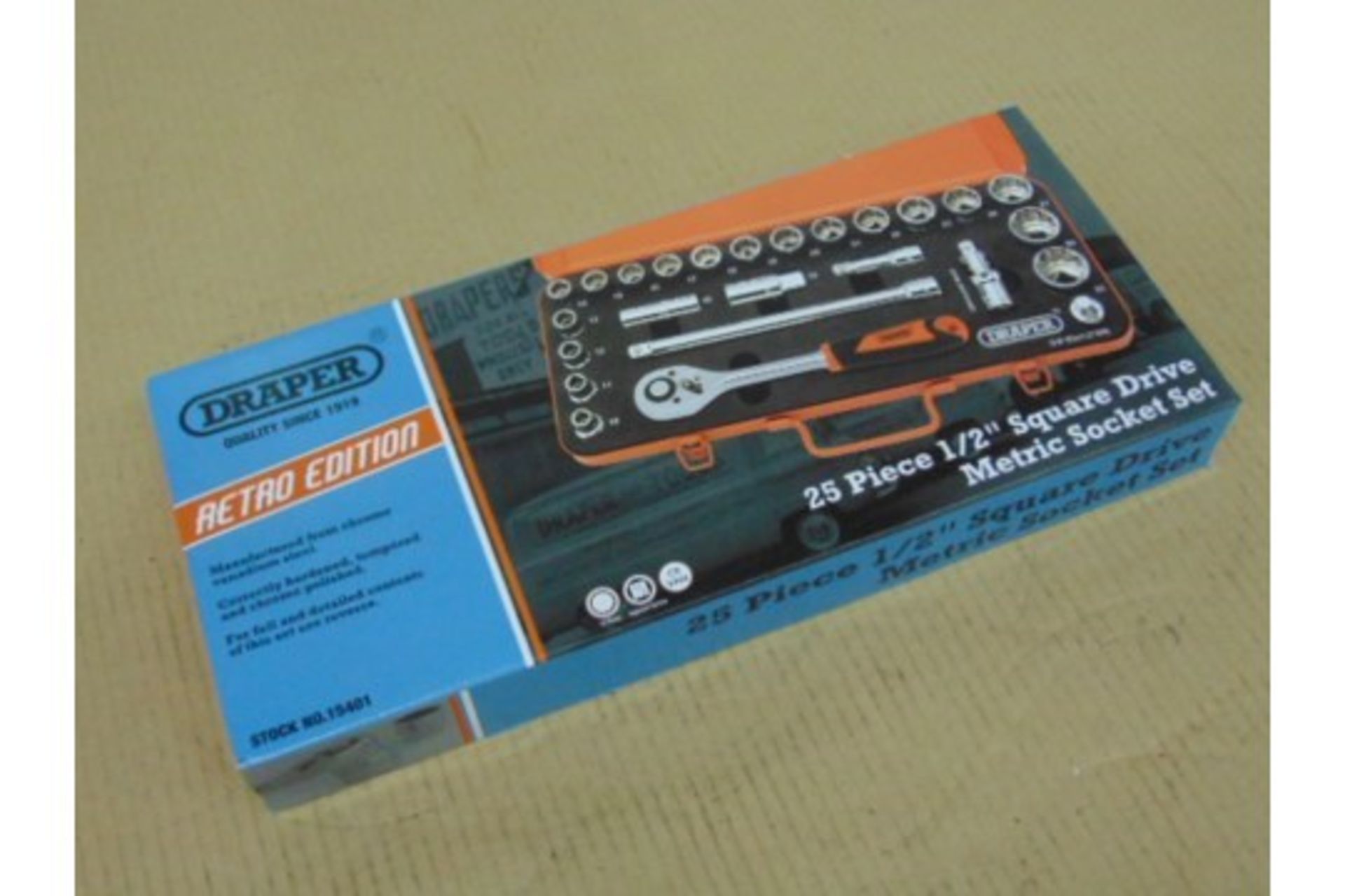 Draper Retro Edition 25pc 1/2" Metric Socket Set - Image 6 of 9