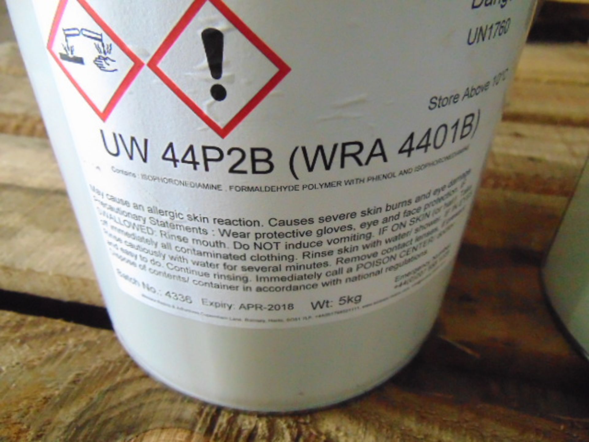 4 x Unissued 5Kg Drums of UW 44P2 Water Resistant Epoxy Resin - Image 3 of 3