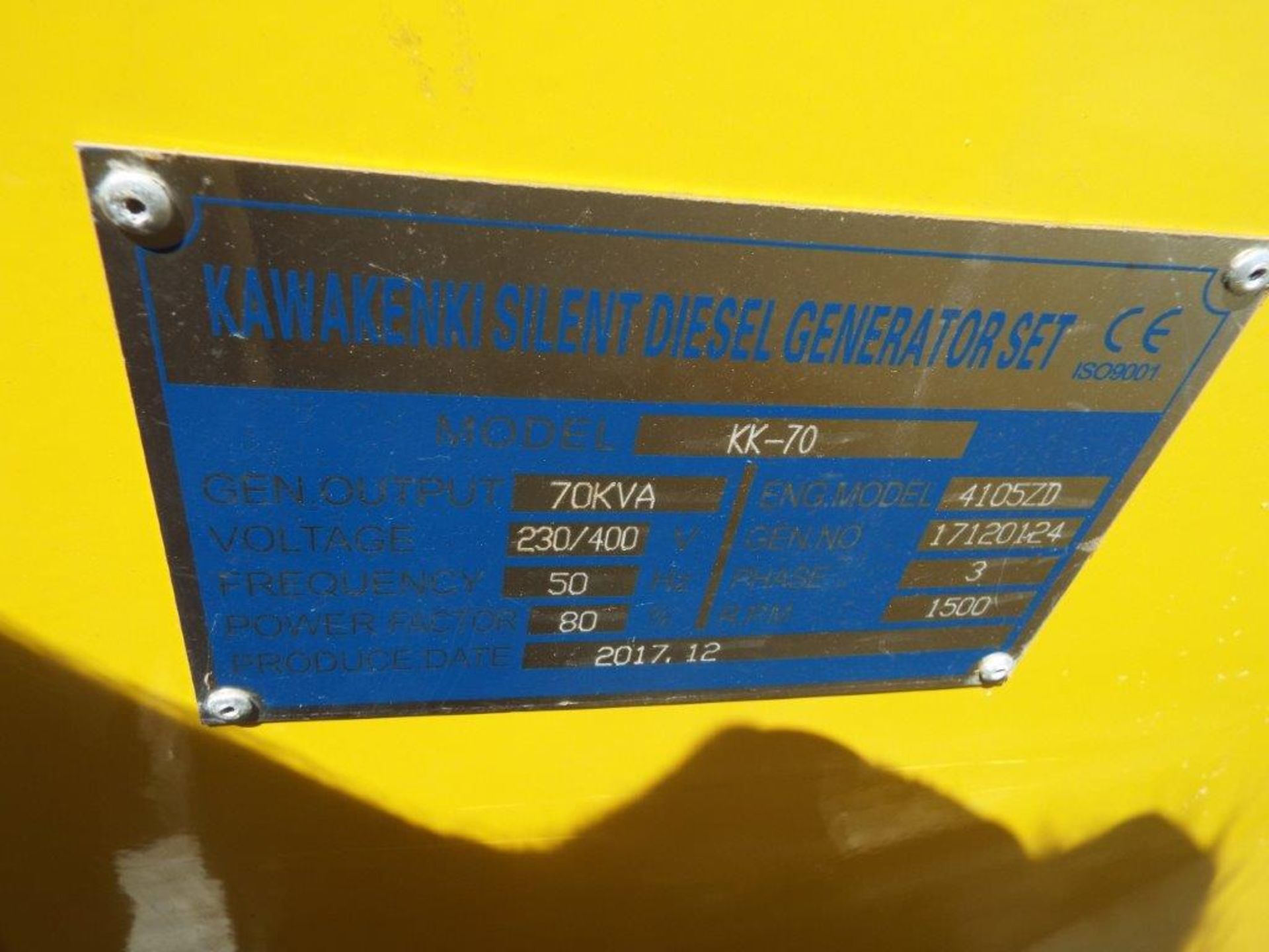 UNISSUED WITH TEST HOURS ONLY 70 KVA 3 Phase Silent Diesel Generator Set - Image 13 of 16