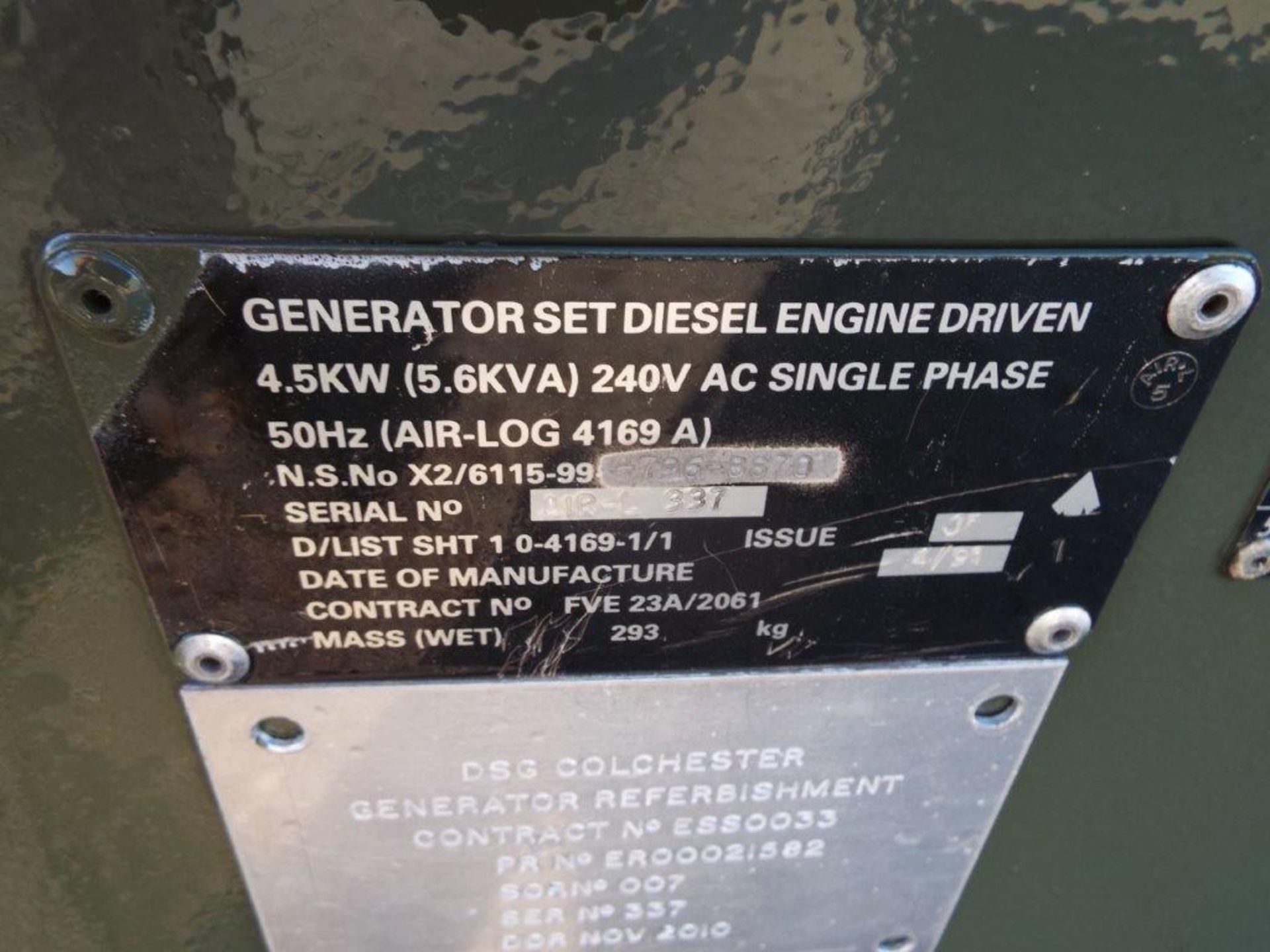 Lister Petter Air Log 4169 A 5.6 KVA Diesel Generator - Image 13 of 14