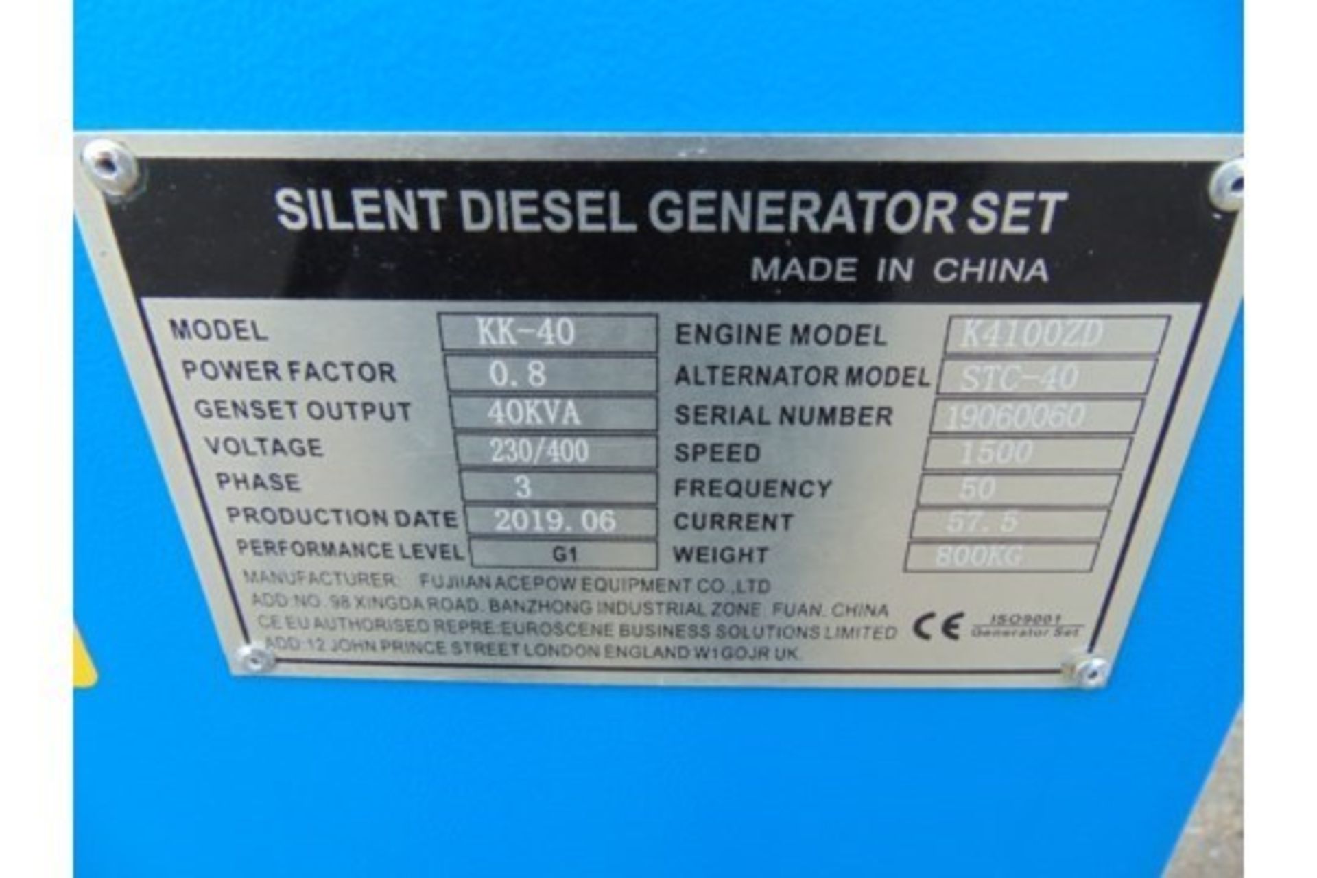 UNISSUED 40 KVA 3 Phase Silent Diesel Generator Set - Image 16 of 16