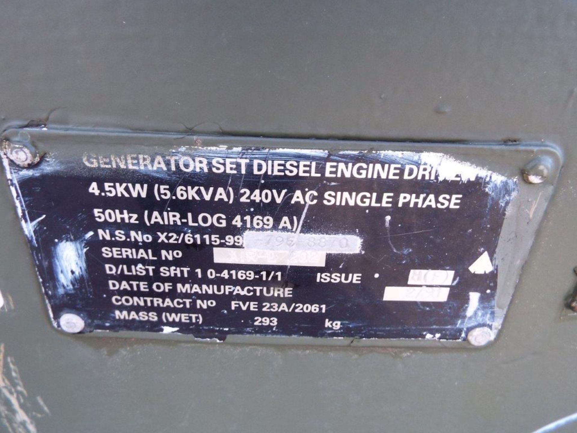 Lister Petter Air Log 4169 A 5.6 KVA Single Phase Diesel Generator - Image 8 of 14