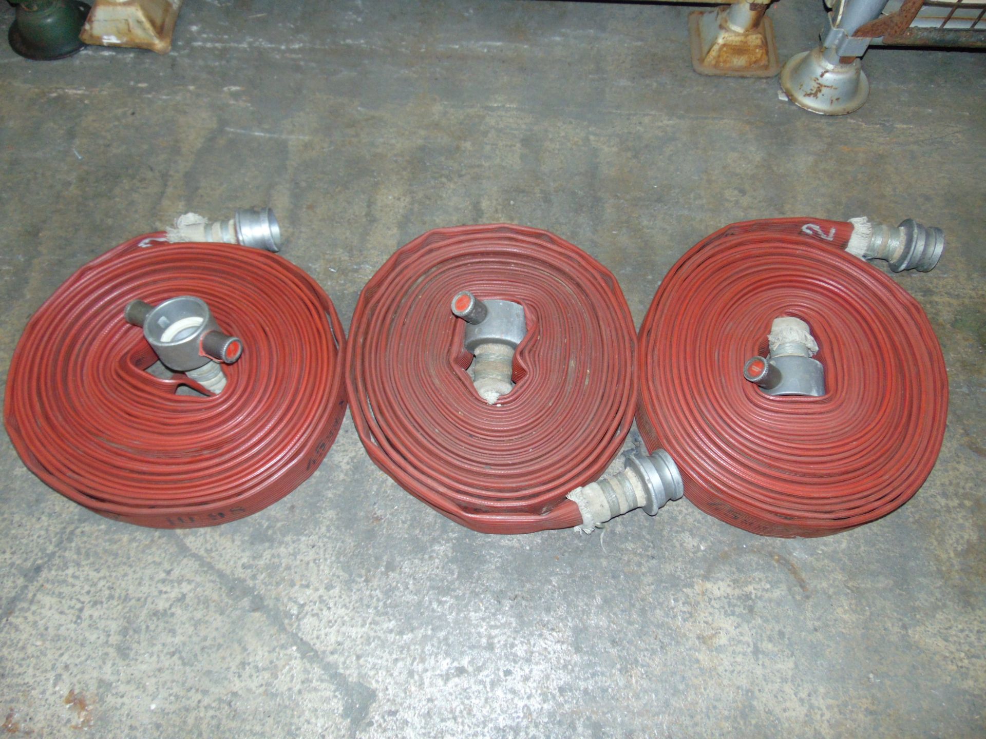 3 x Angus Duraline Layflat Fire Hoses 45mm X 23m with Couplings