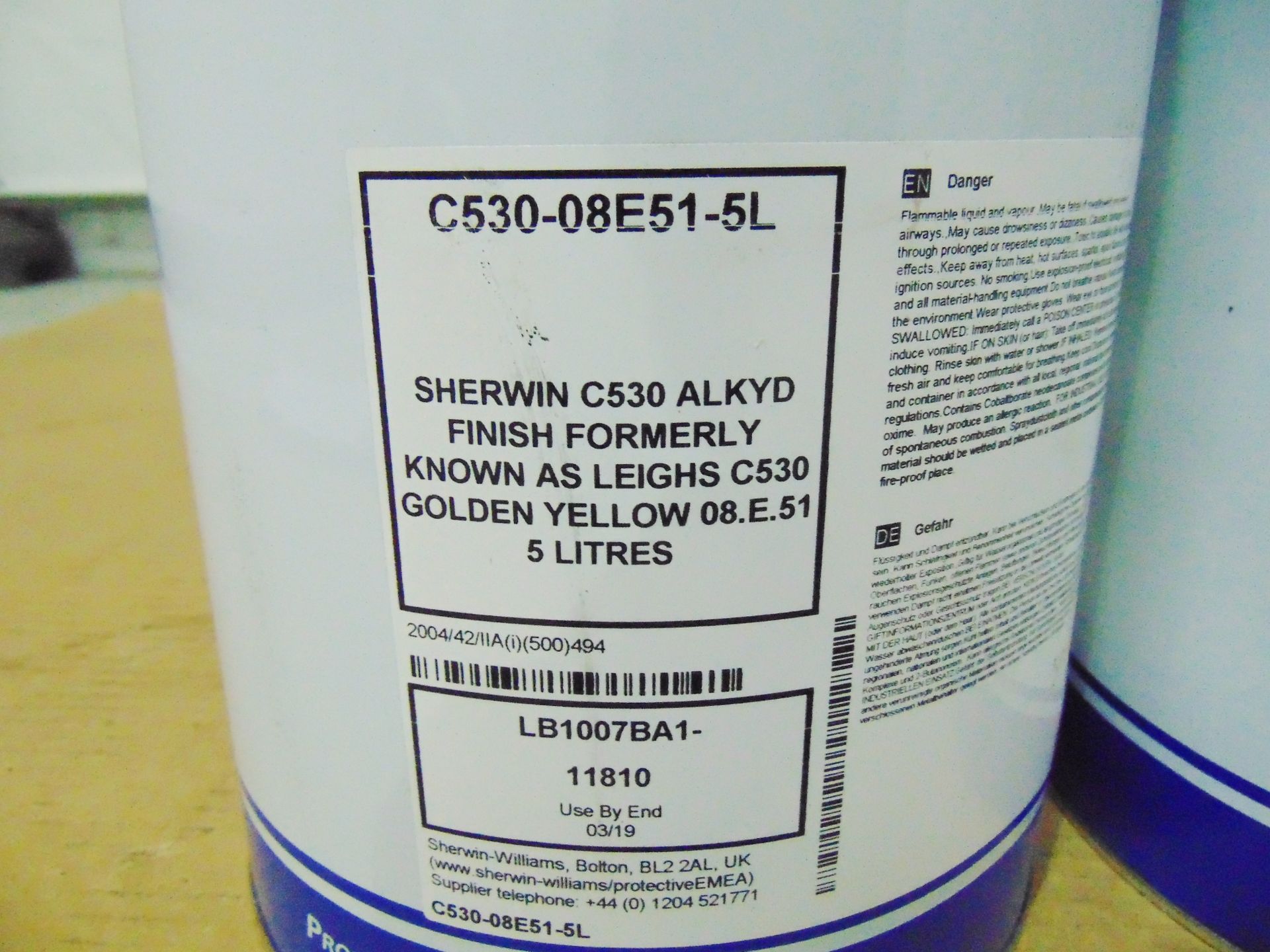 2 x Unissued 5L Sherwin-Williams C530 Quick Drying High Gloss - Bild 3 aus 3