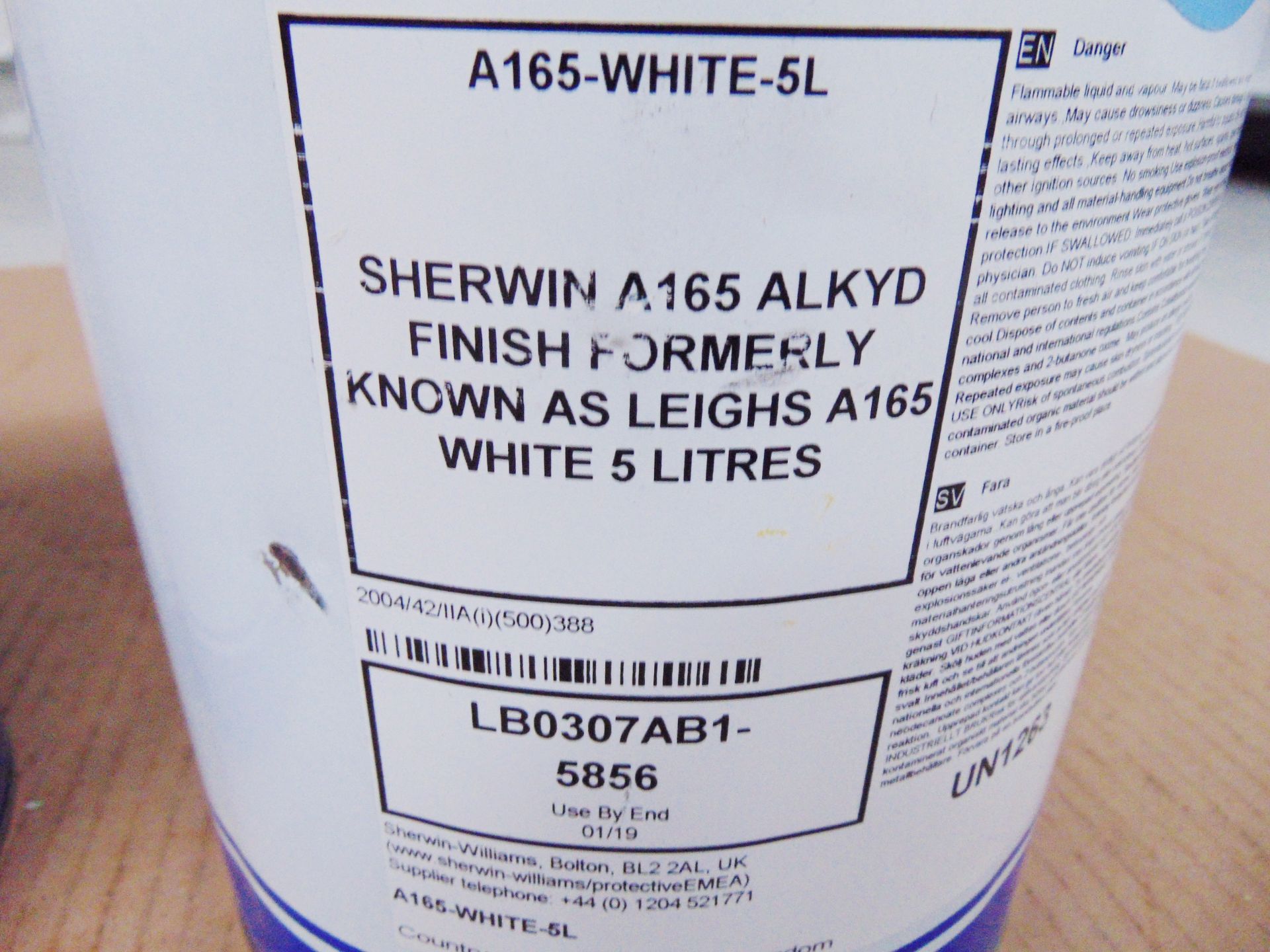 2 x Unissued 5L Sherwin-Williams M671-UCBLACK & 1 x 5L Sherwin-Williams A165 ALKYD White - Bild 3 aus 3