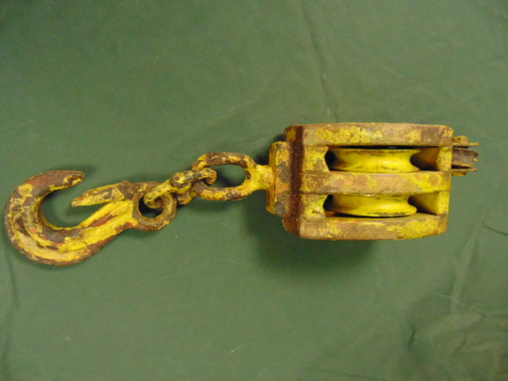 Vintage Wooden Crane Hook and Block