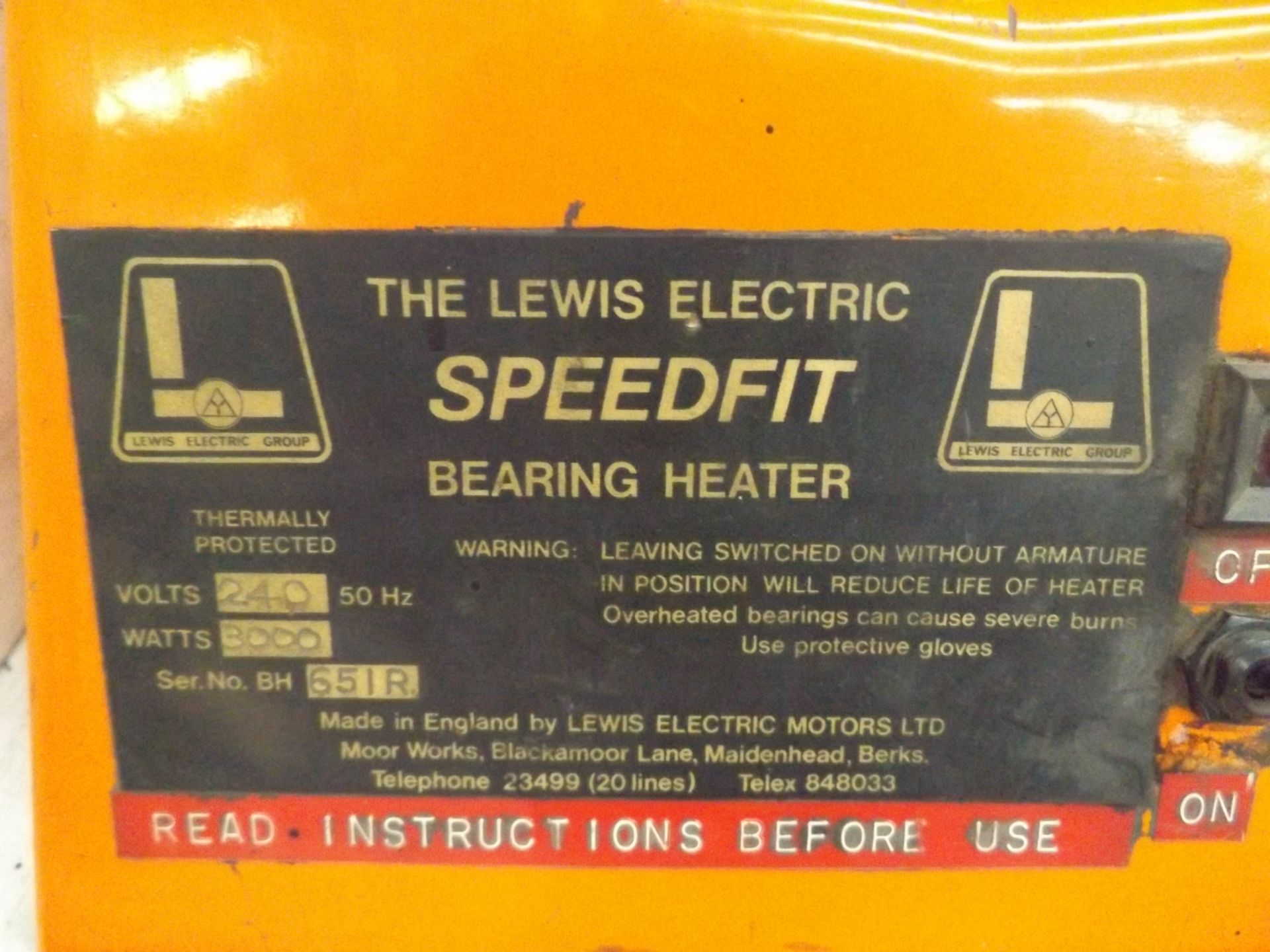 Lewis Electric Speedfit 3000W 240V Bearing Heater - Image 4 of 5