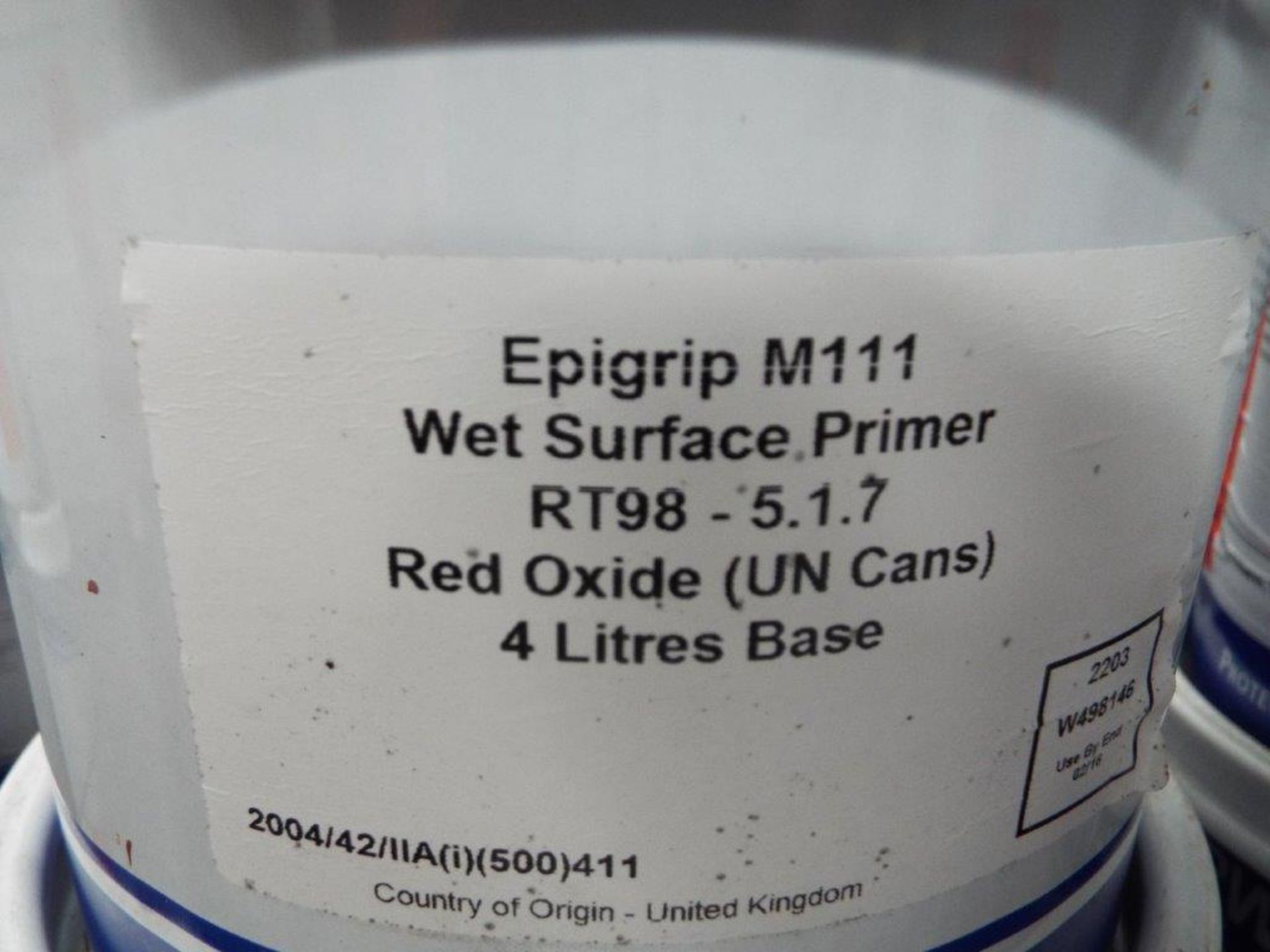 29 x Unissued 4/1L Cans of M111 RT98 Red Oxide Wet Surface Primer - Image 2 of 4