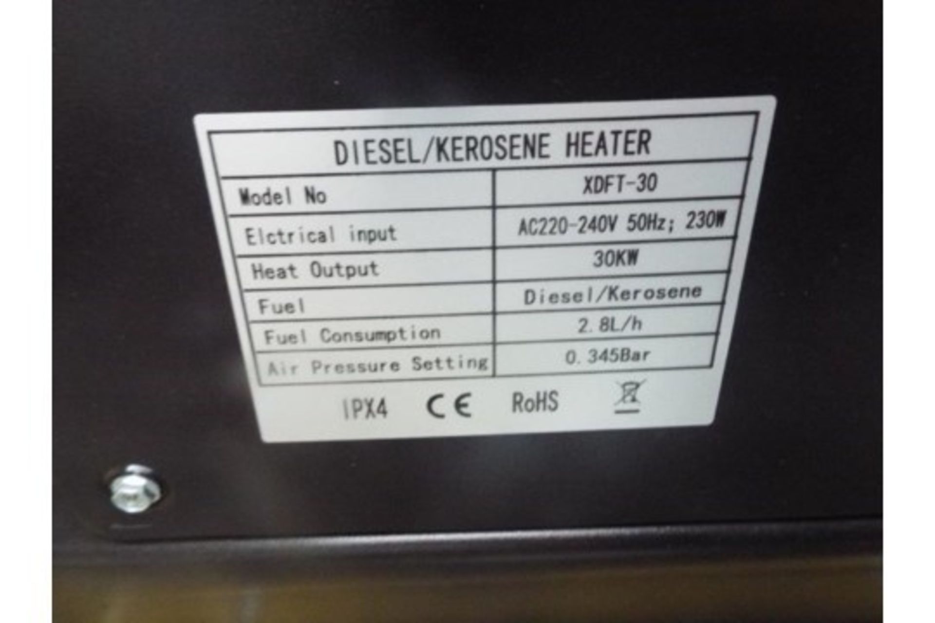 ** BRAND NEW ** XDFT-30 Diesel Space Heater - Image 9 of 10