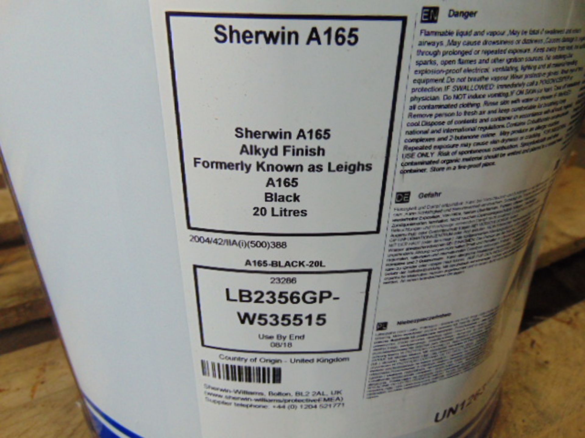 1 x Unissued 20L Sherwin-Williams A165 Silicone Alkyd Black High Gloss - Bild 2 aus 3